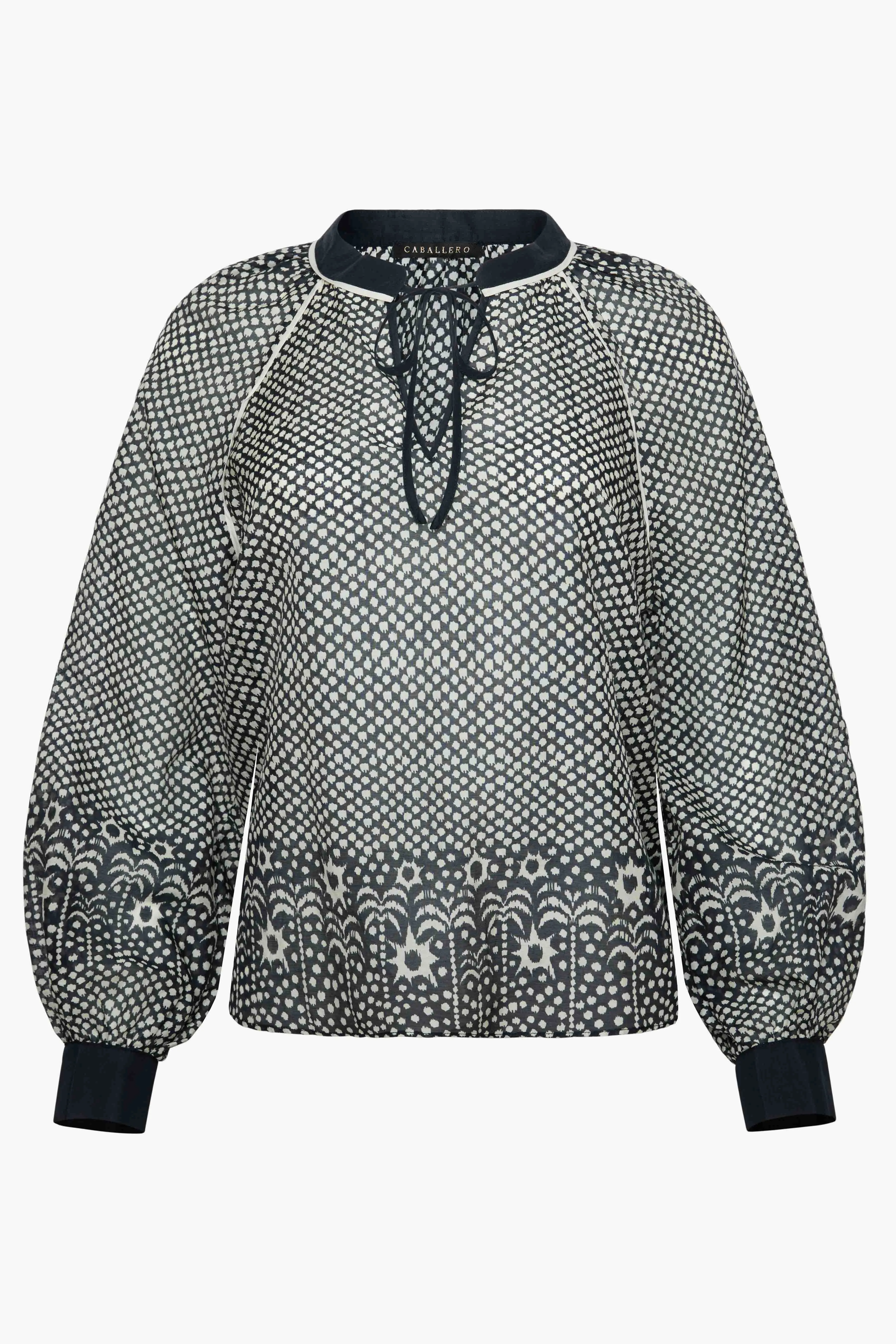 Sophie Top in Indigo Dot sold by CABALLERO