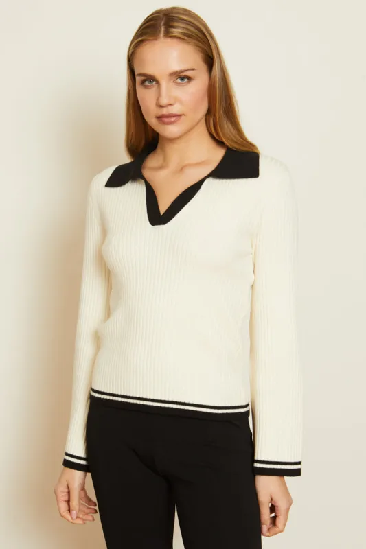 Quincy Sweater in Ivory and Black made by CABALLERO