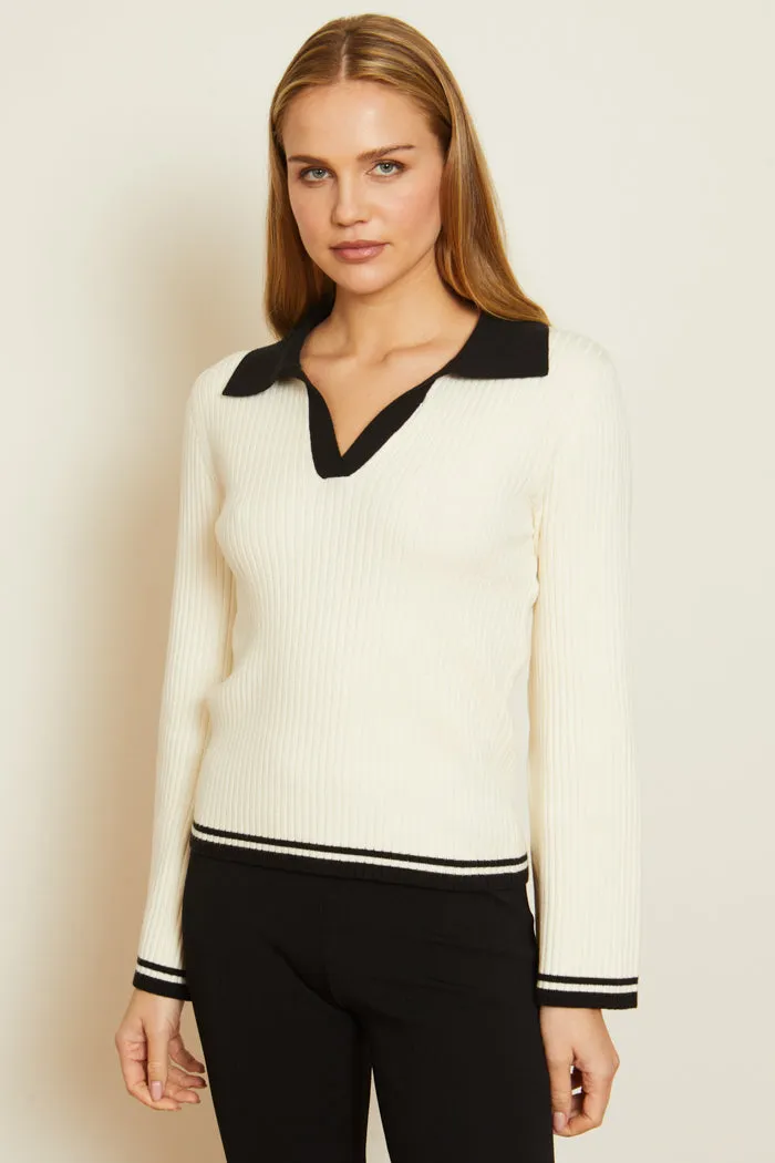 Quincy Sweater in Ivory and Black sold by CABALLERO