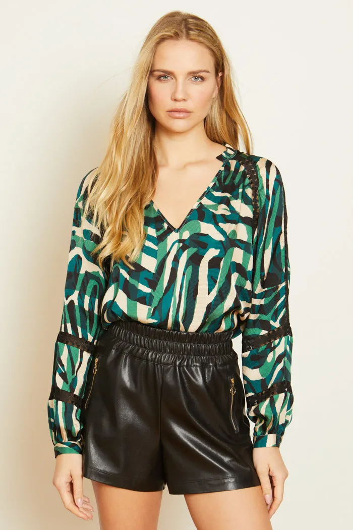 Stella Top in Rhythmic Zebra sold by CABALLERO