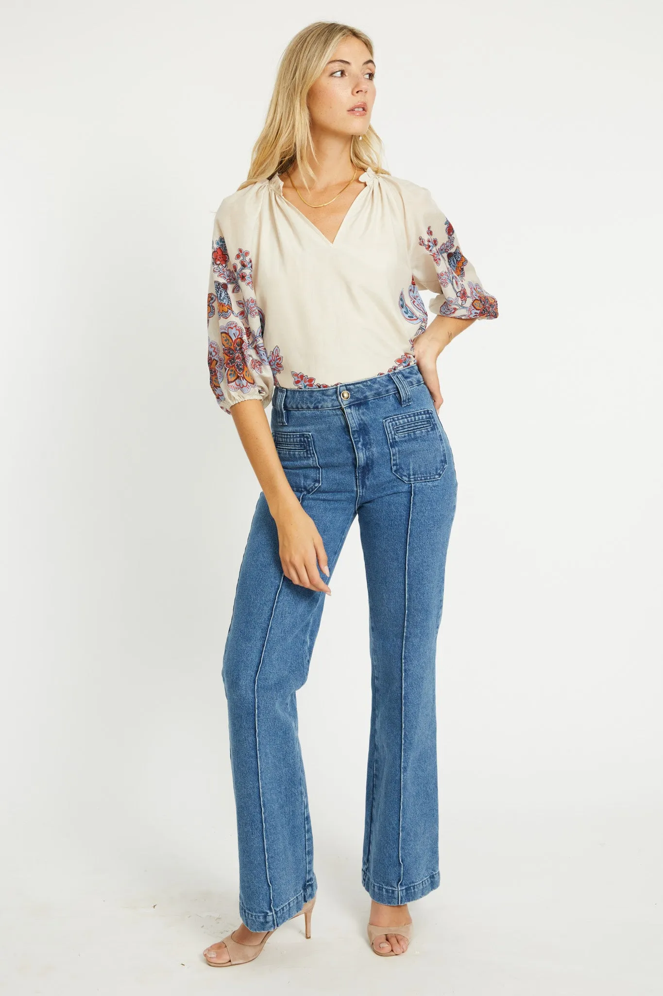 Zara Woodblock Bloom Top sold by CABALLERO
