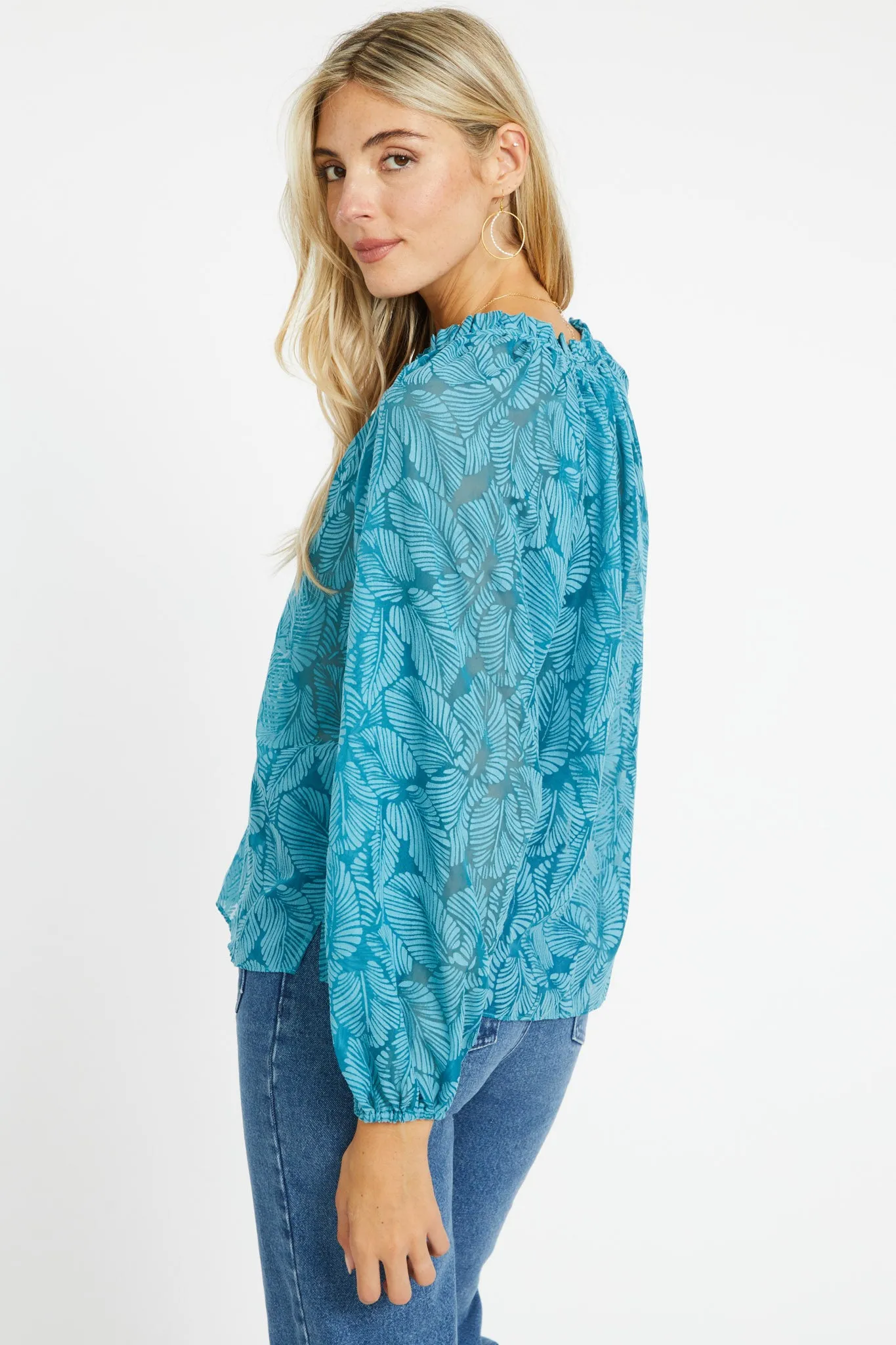 Miki Teal Leaf Burnout Top sold by CABALLERO product image thumbnail 3