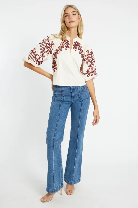 Elodie Ivory / Chocolate Top sold by CABALLERO