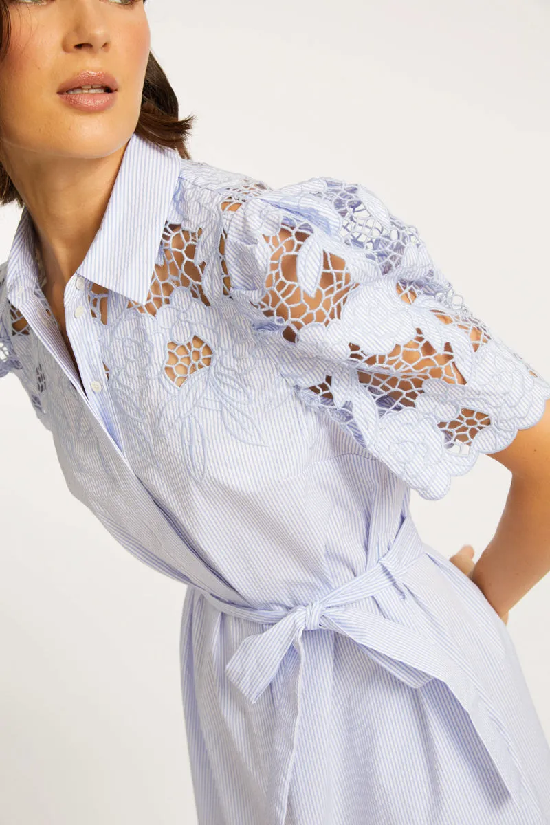 Clarette Blue Micro Stripe Dress sold by CABALLERO product image thumbnail 3