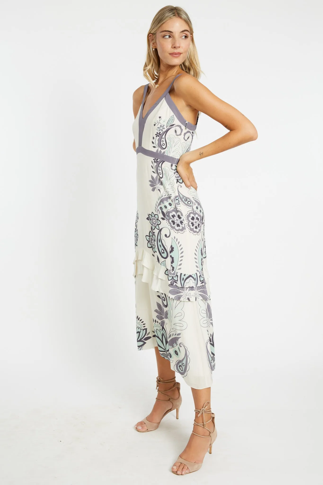 Sana Ivory Protea Paisley Dress sold by CABALLERO product image thumbnail 2