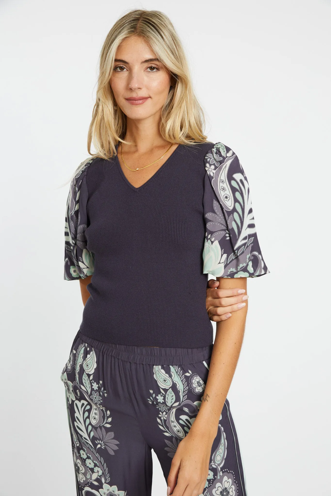 Andrea Graphite Protea Paisley Top sold by CABALLERO product image thumbnail 2