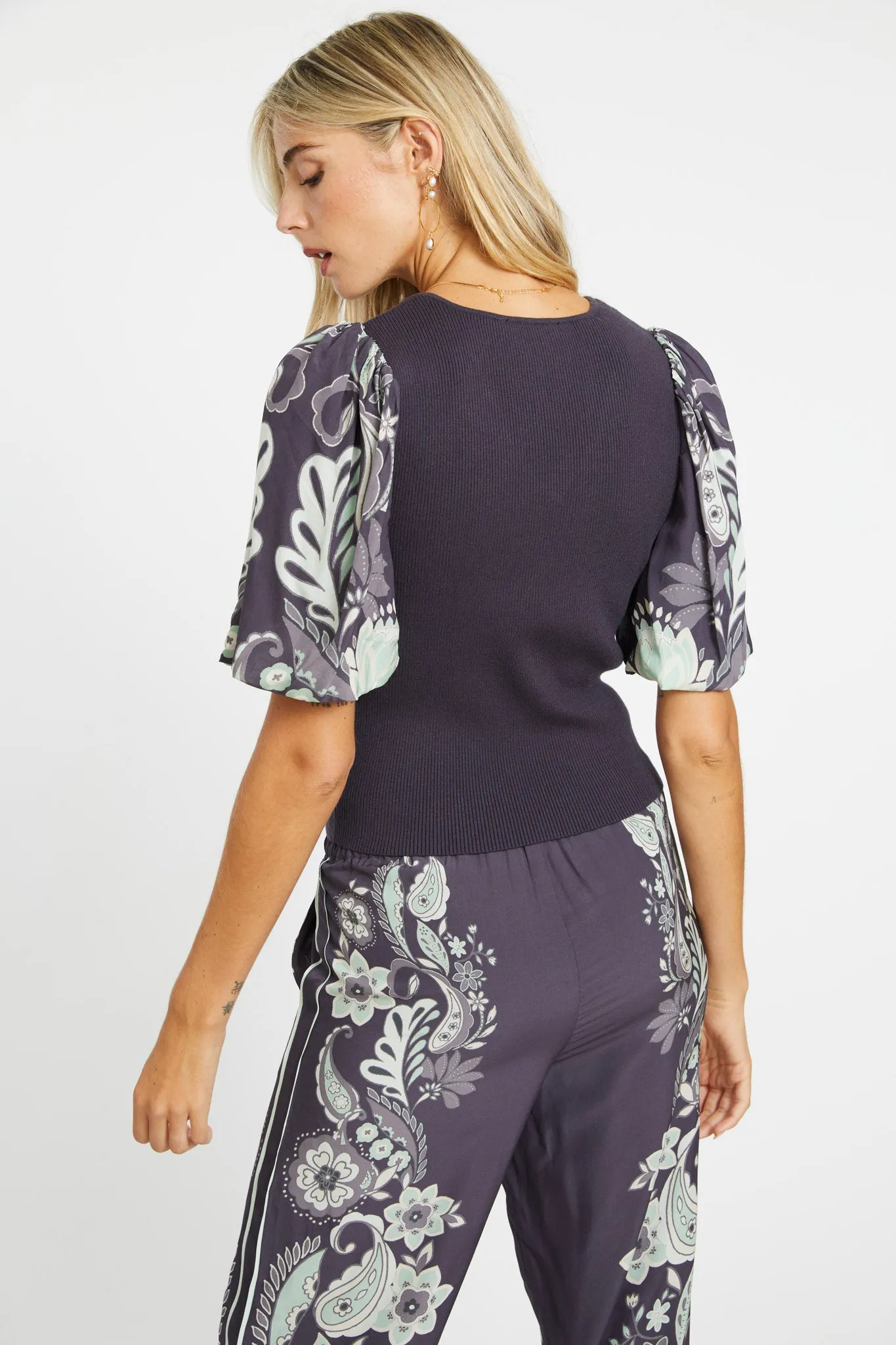 Andrea Graphite Protea Paisley Top sold by CABALLERO product image thumbnail 5