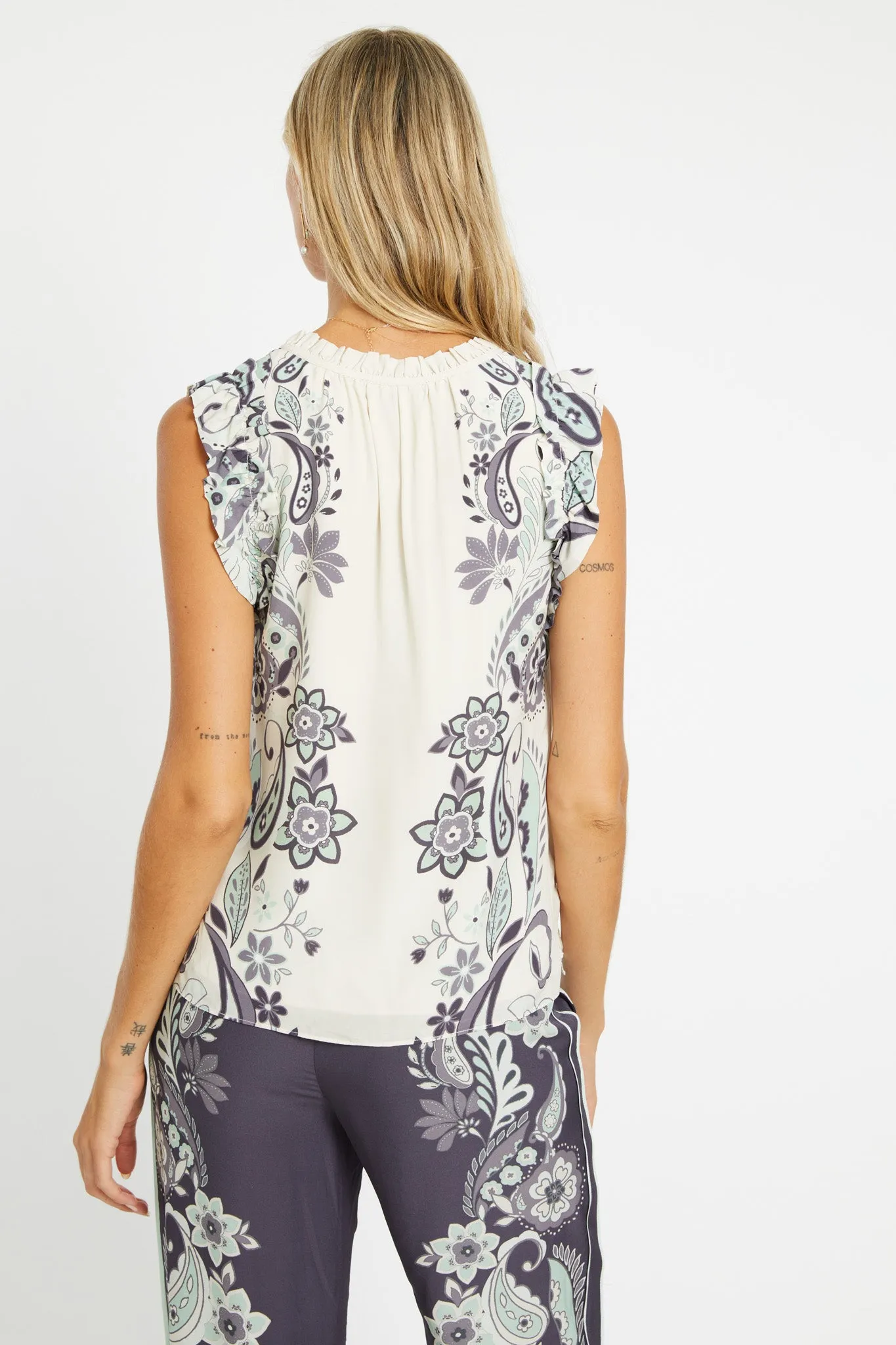 Alani Ivory Protea Paisley Top sold by CABALLERO product image thumbnail 5