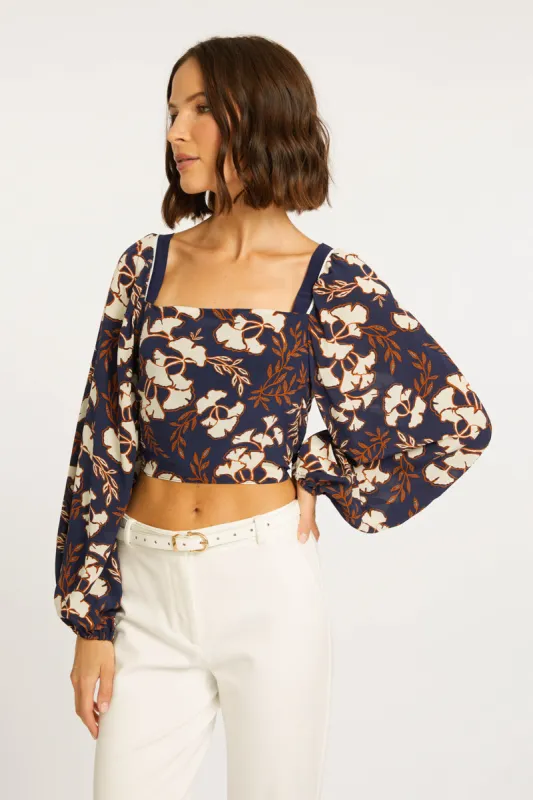 Rosine Ginko Block Print Top made by CABALLERO