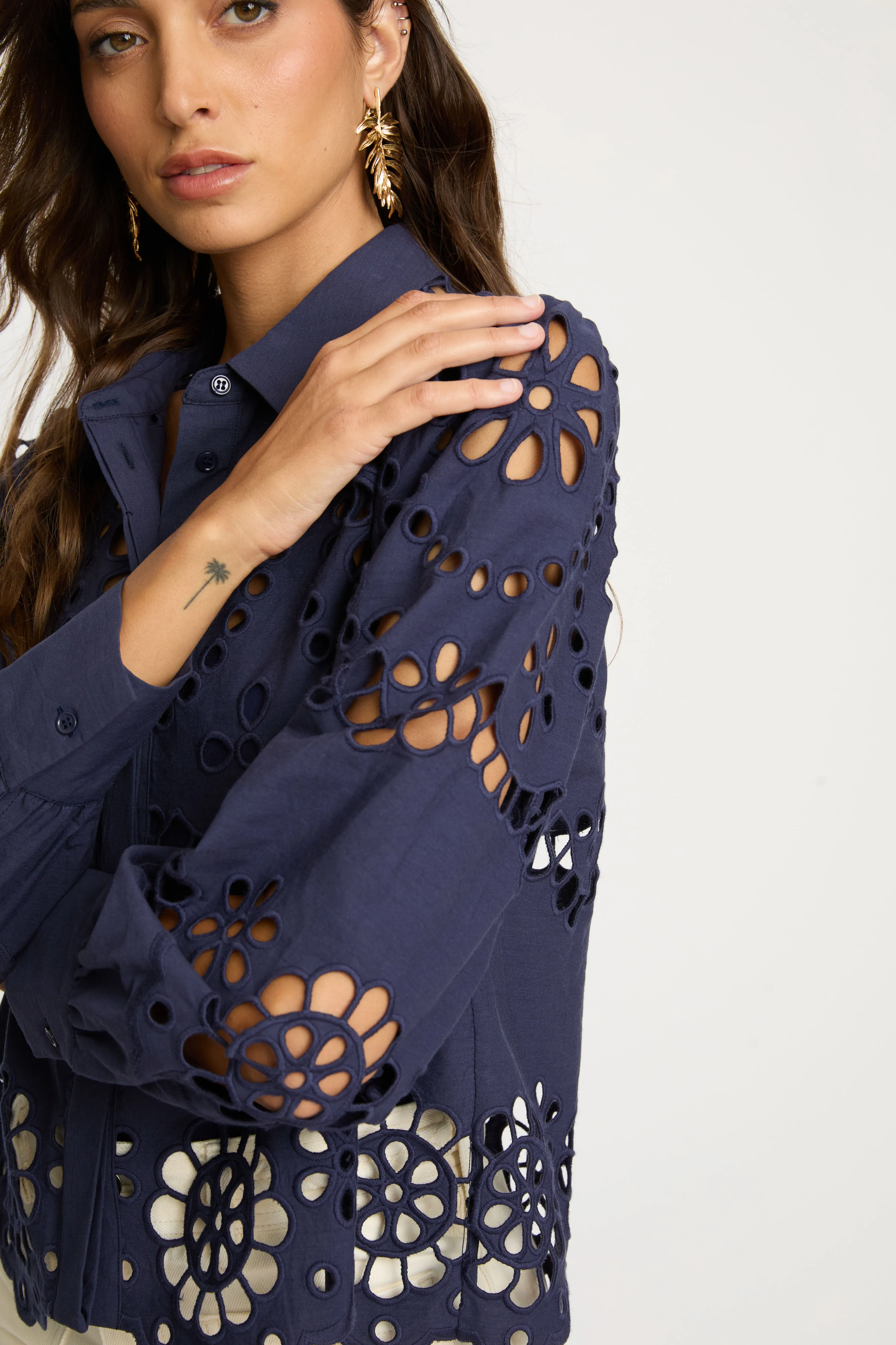 Emmie Top in Navy Eyelet Lace sold by CABALLERO product image thumbnail 5