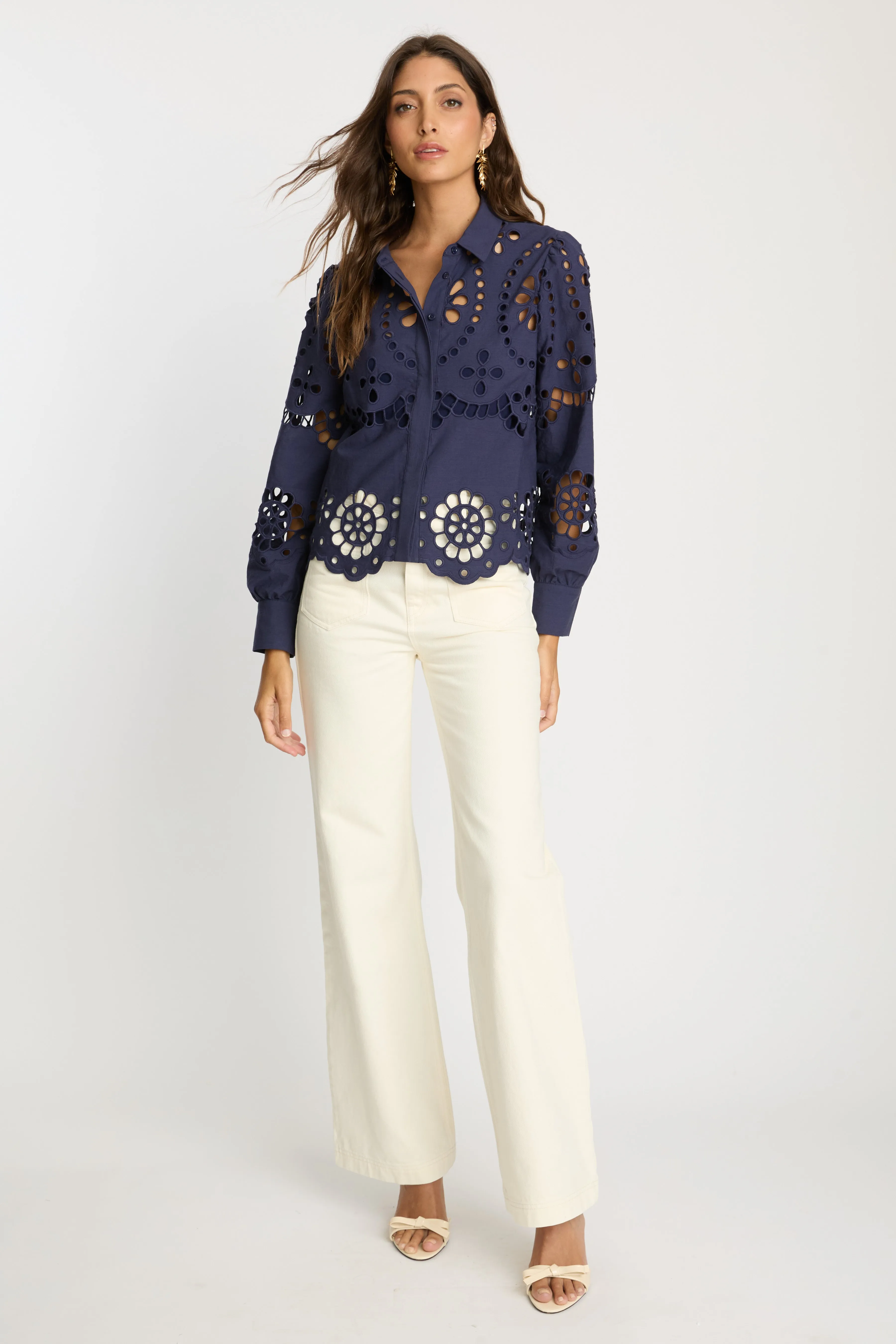 Emmie Top in Navy Eyelet Lace sold by CABALLERO product image thumbnail 2