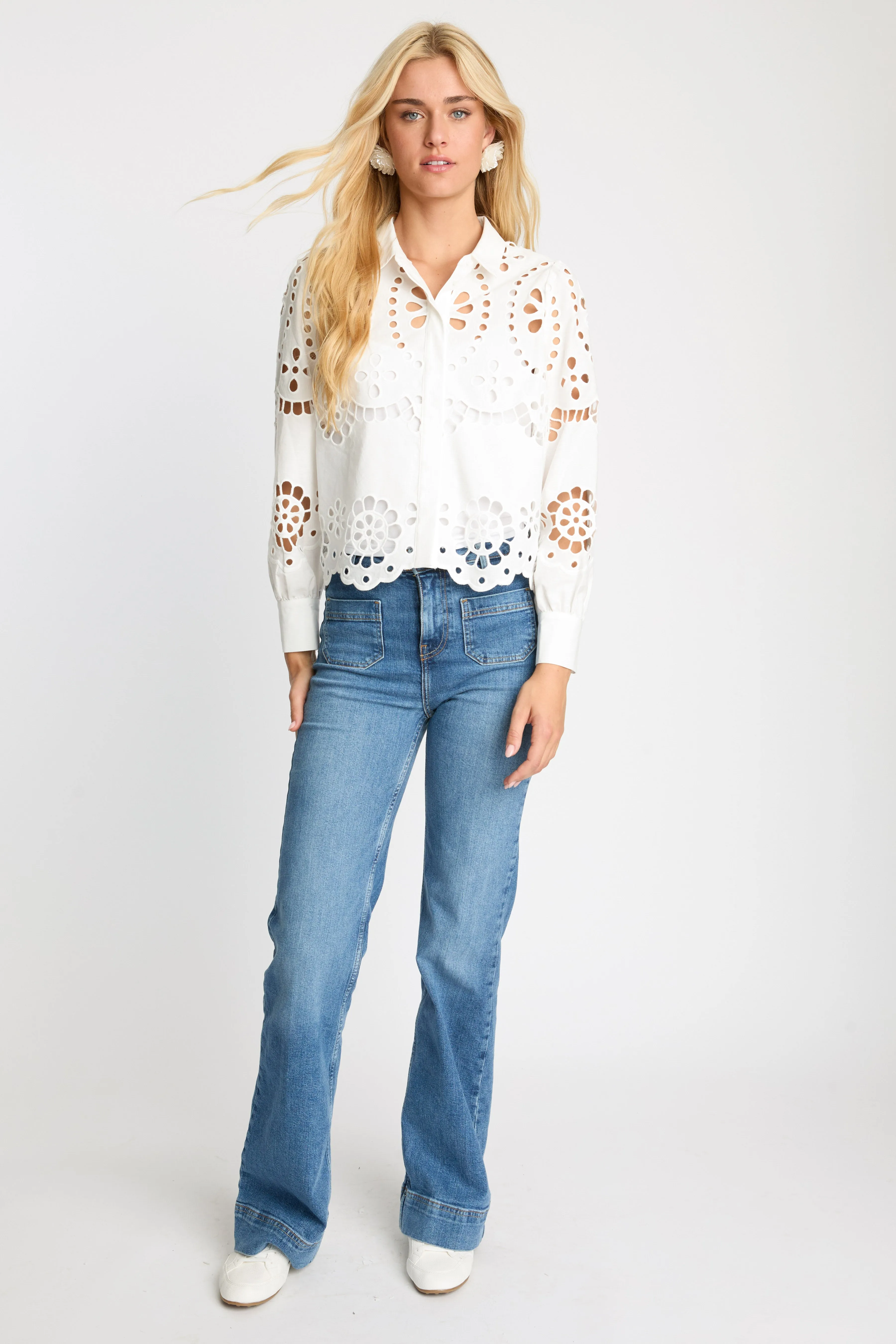 Emmie Top in White Eyelet Lace sold by CABALLERO product image thumbnail 2