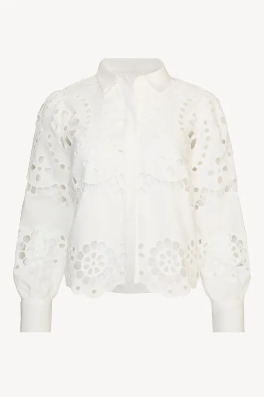 Emmie Top in White Eyelet Lace sold by CABALLERO