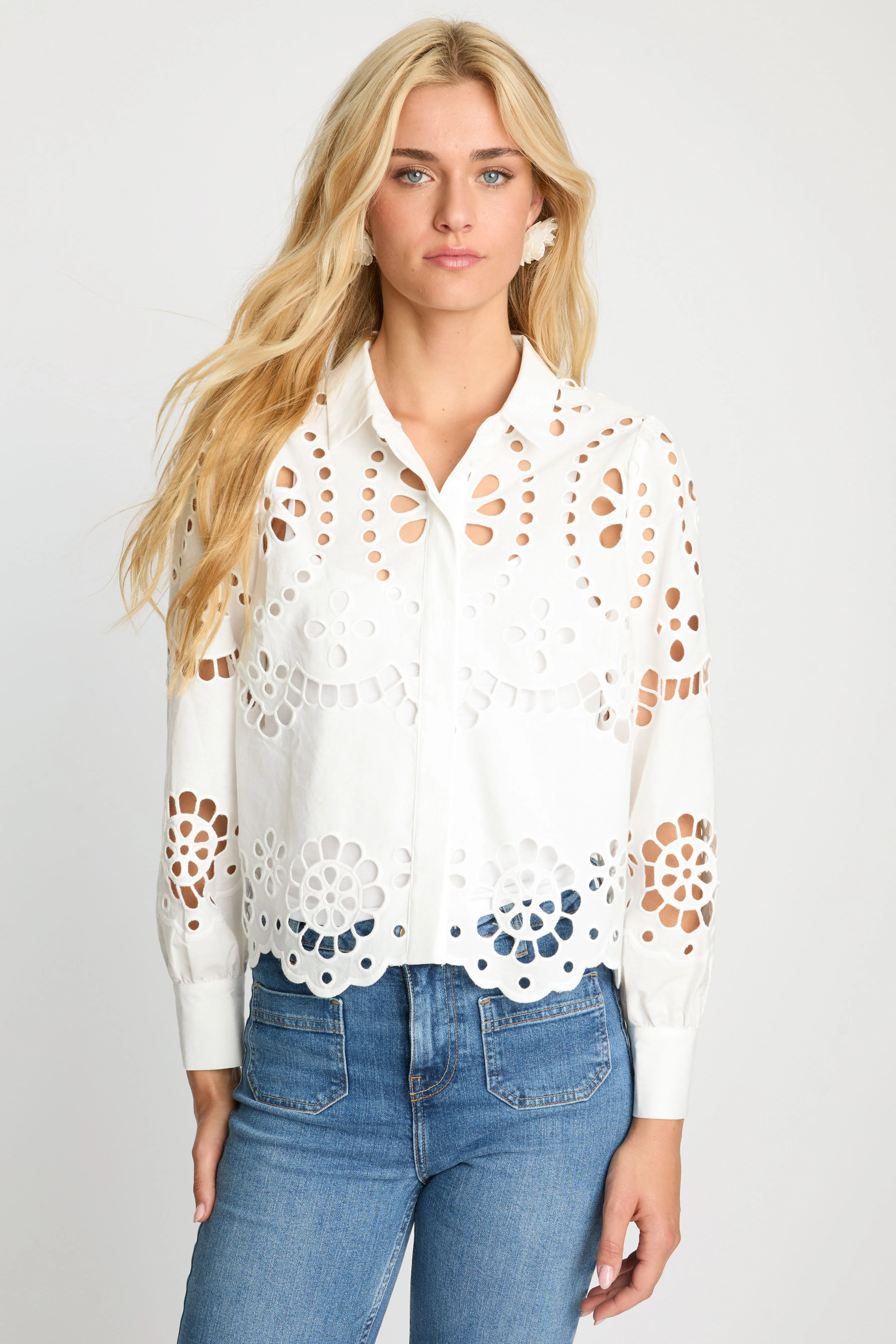 Emmie Top in White Eyelet Lace sold by CABALLERO product image thumbnail 3