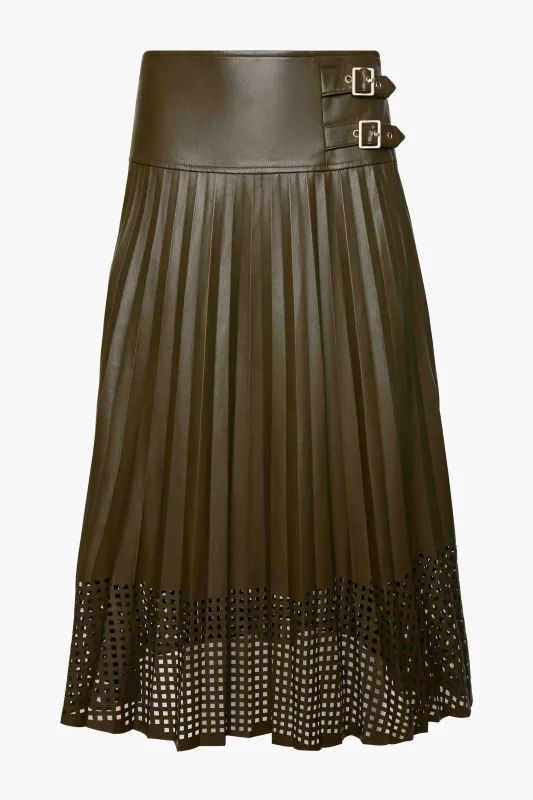 Hensley Skirt in Loden Green Vegan Leather sold by CABALLERO