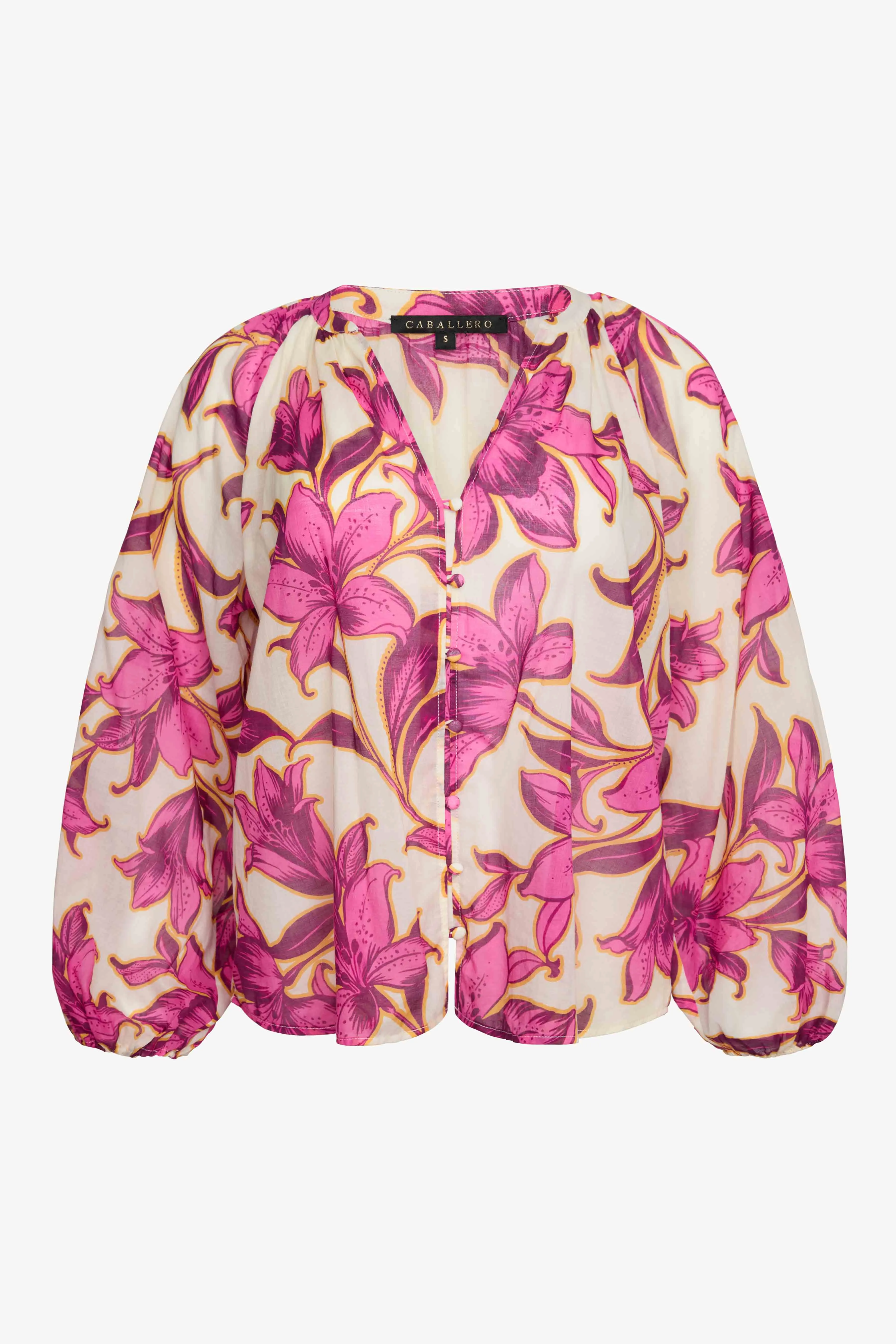 Ariana Top in Fuchsia Floret sold by CABALLERO