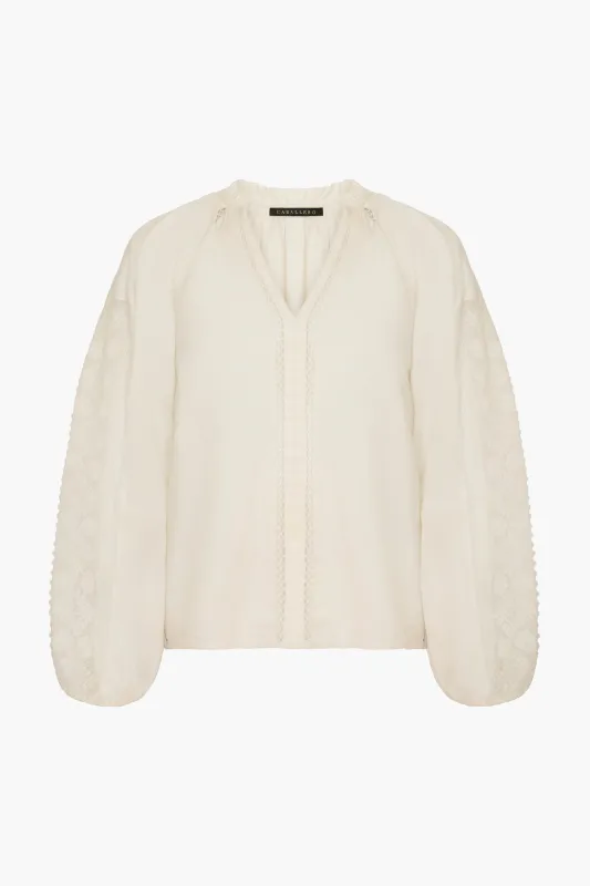 Miki Top in White Inset Lace made by CABALLERO