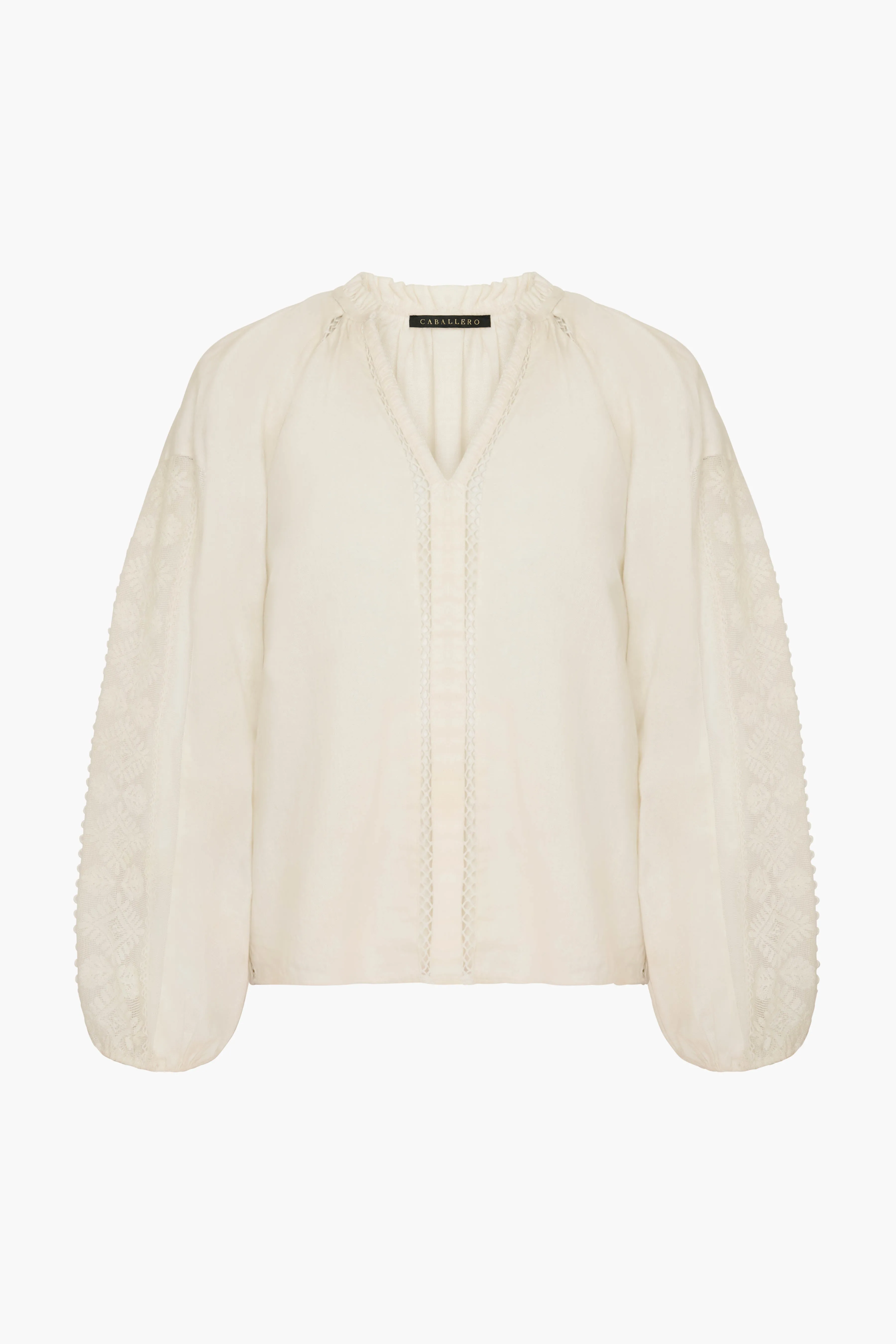 Miki Top in White Inset Lace sold by CABALLERO