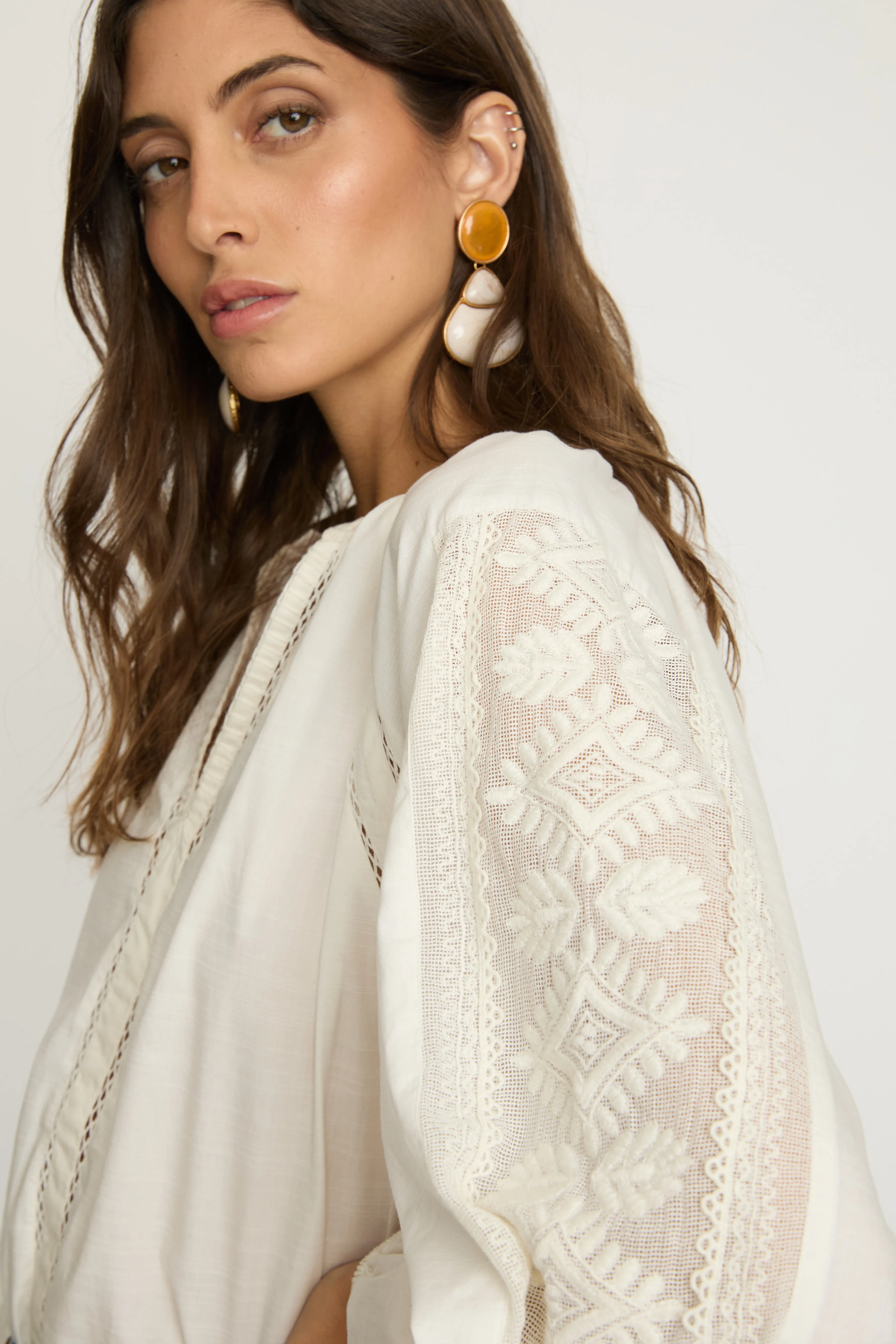 Miki Top in White Inset Lace sold by CABALLERO product image thumbnail 5