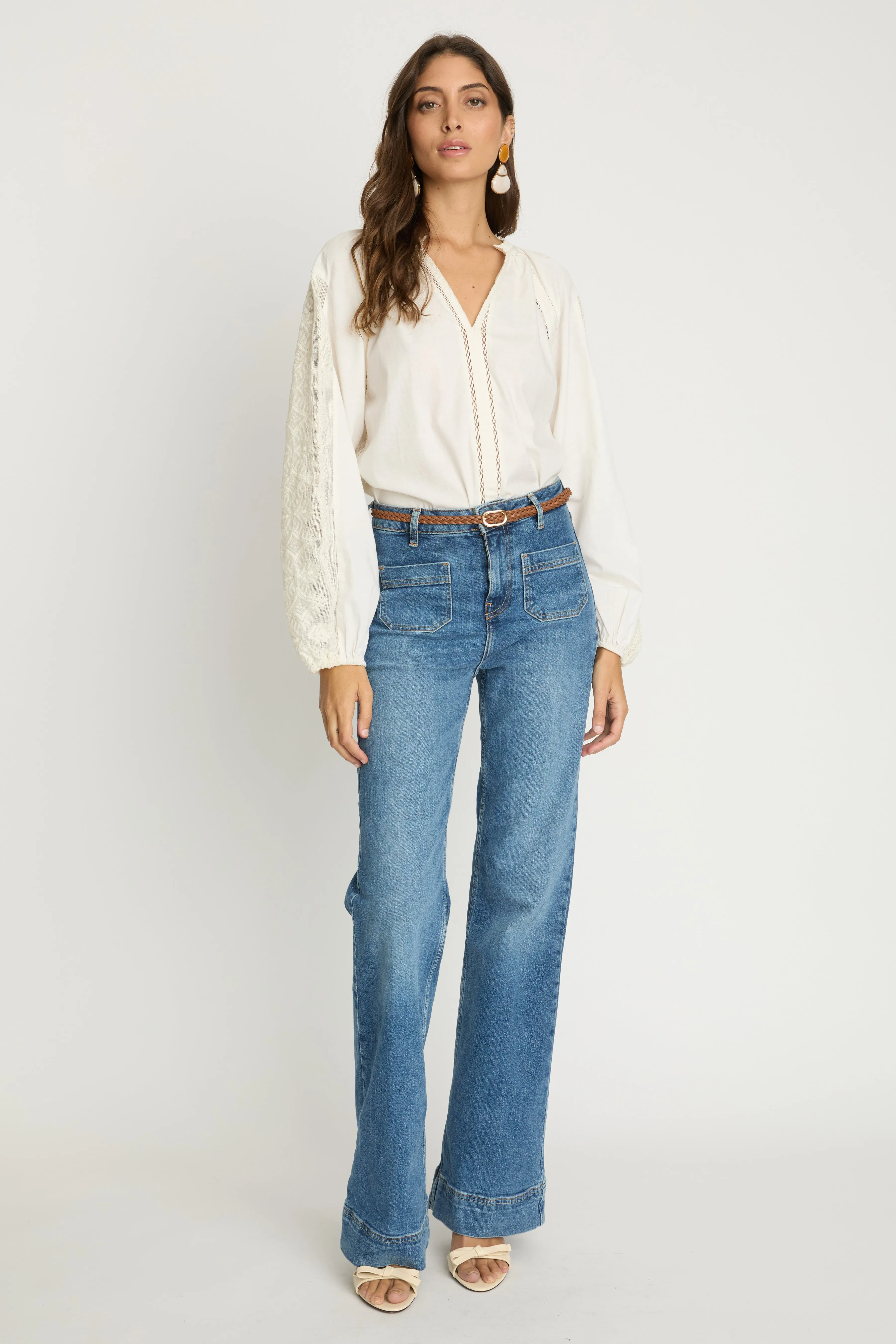 Miki Top in White Inset Lace sold by CABALLERO product image thumbnail 2