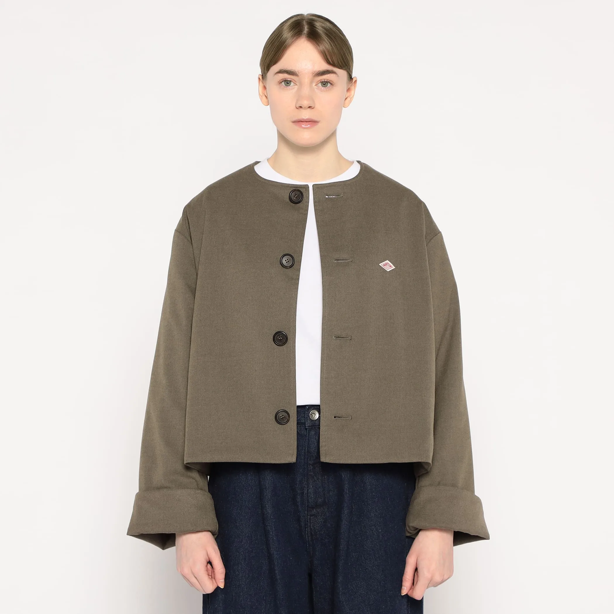 WOMEN'S WOOL LIKE INSULATION COLLARLESS WIDE JACKET sold by Danton product image thumbnail 3