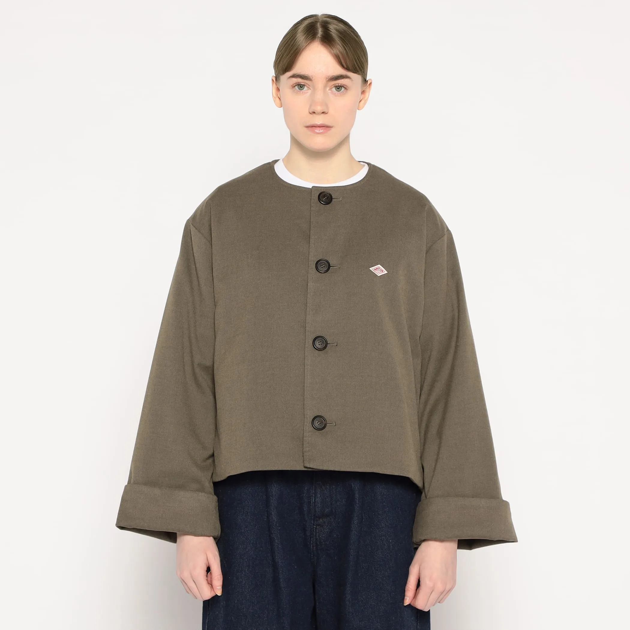 WOMEN'S WOOL LIKE INSULATION COLLARLESS WIDE JACKET sold by Danton product image thumbnail 4