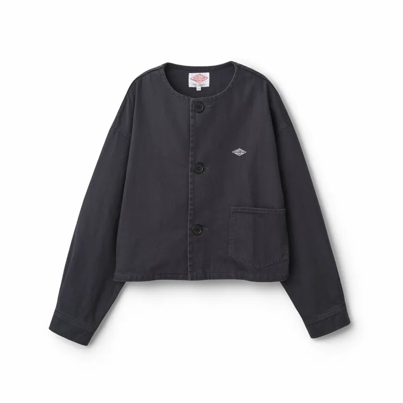 Women's Cotton Drill Collarless Short Jacket made by Danton
