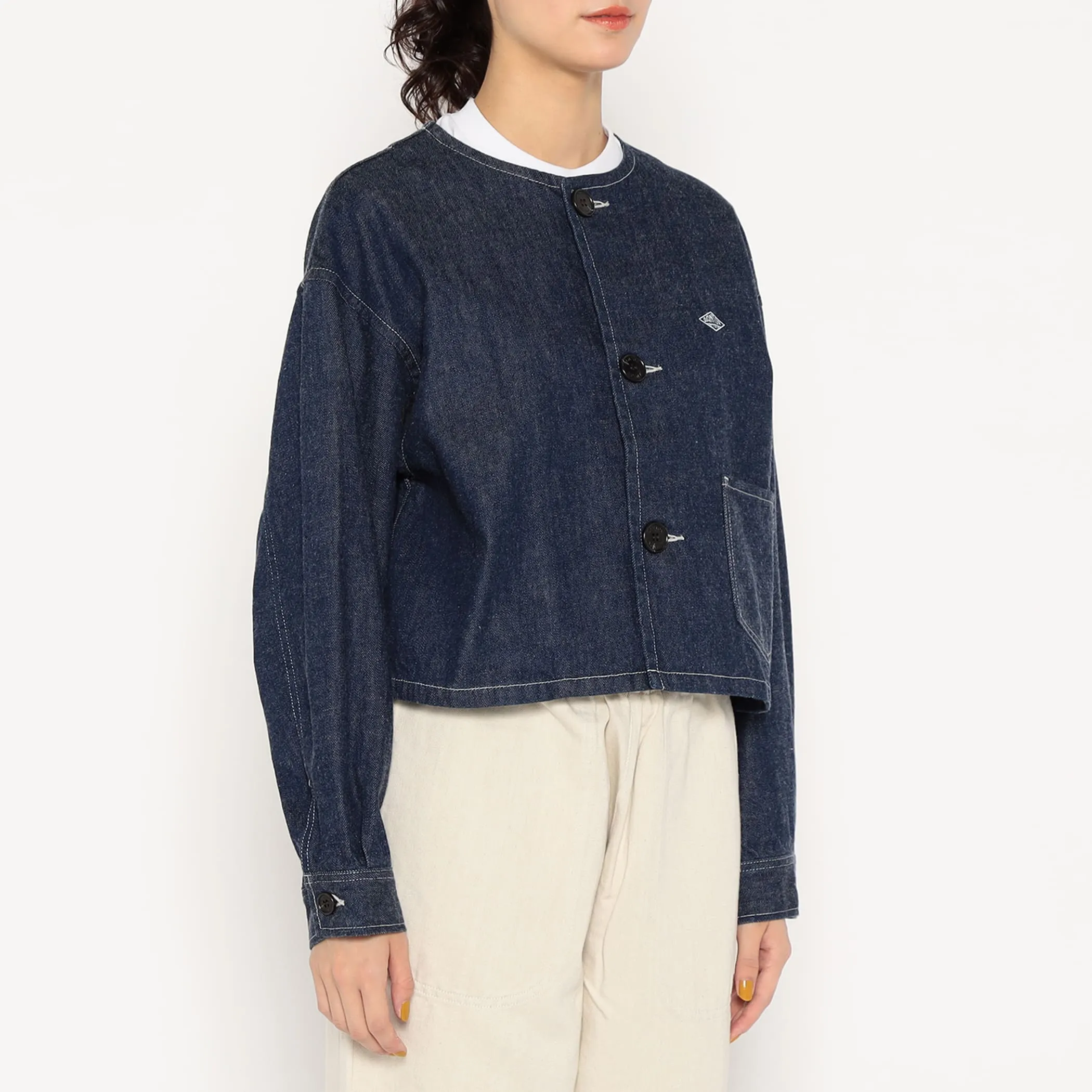 Women's Denim Collarless Short Jacket sold by Danton product image thumbnail 4