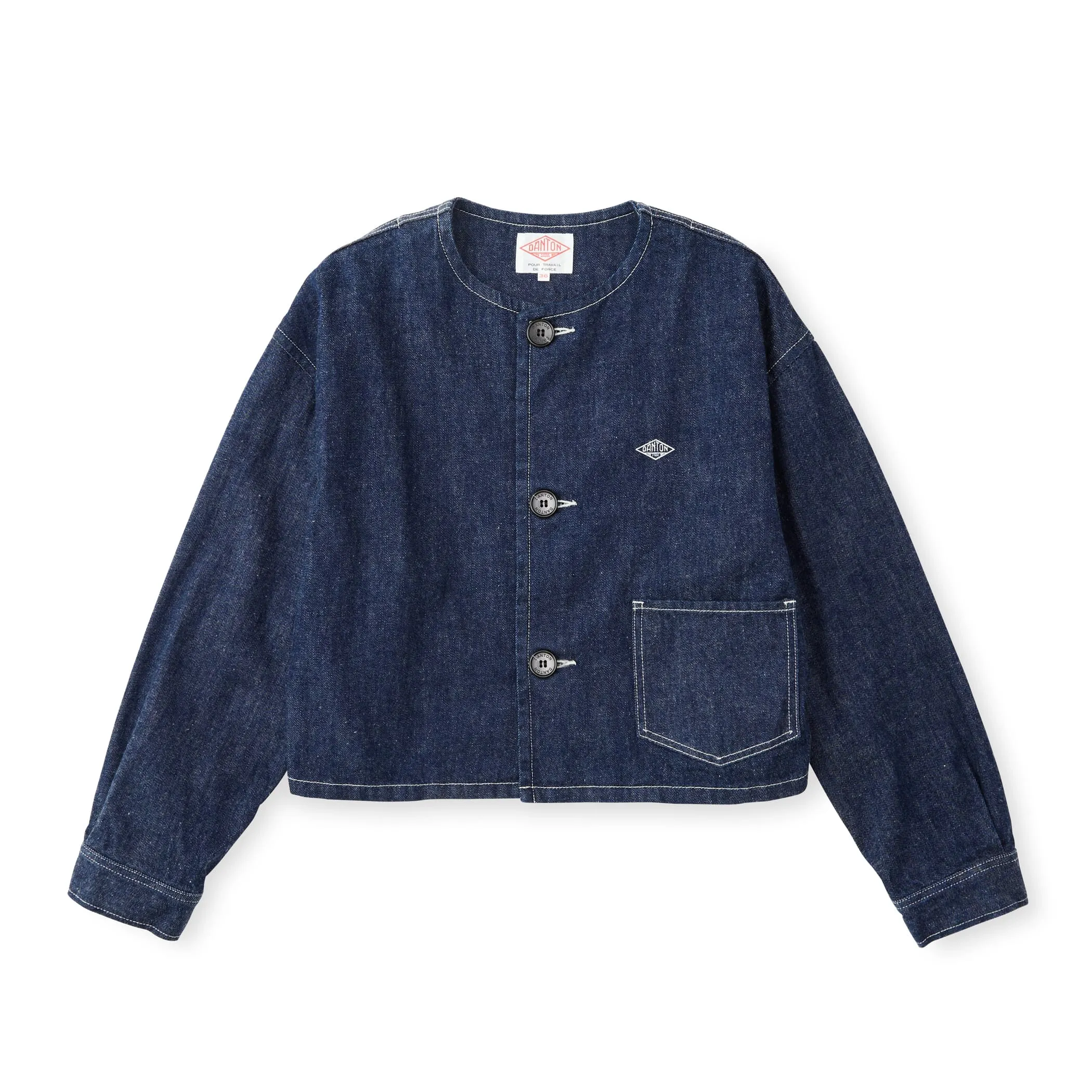 Women's Denim Collarless Short Jacket sold by Danton