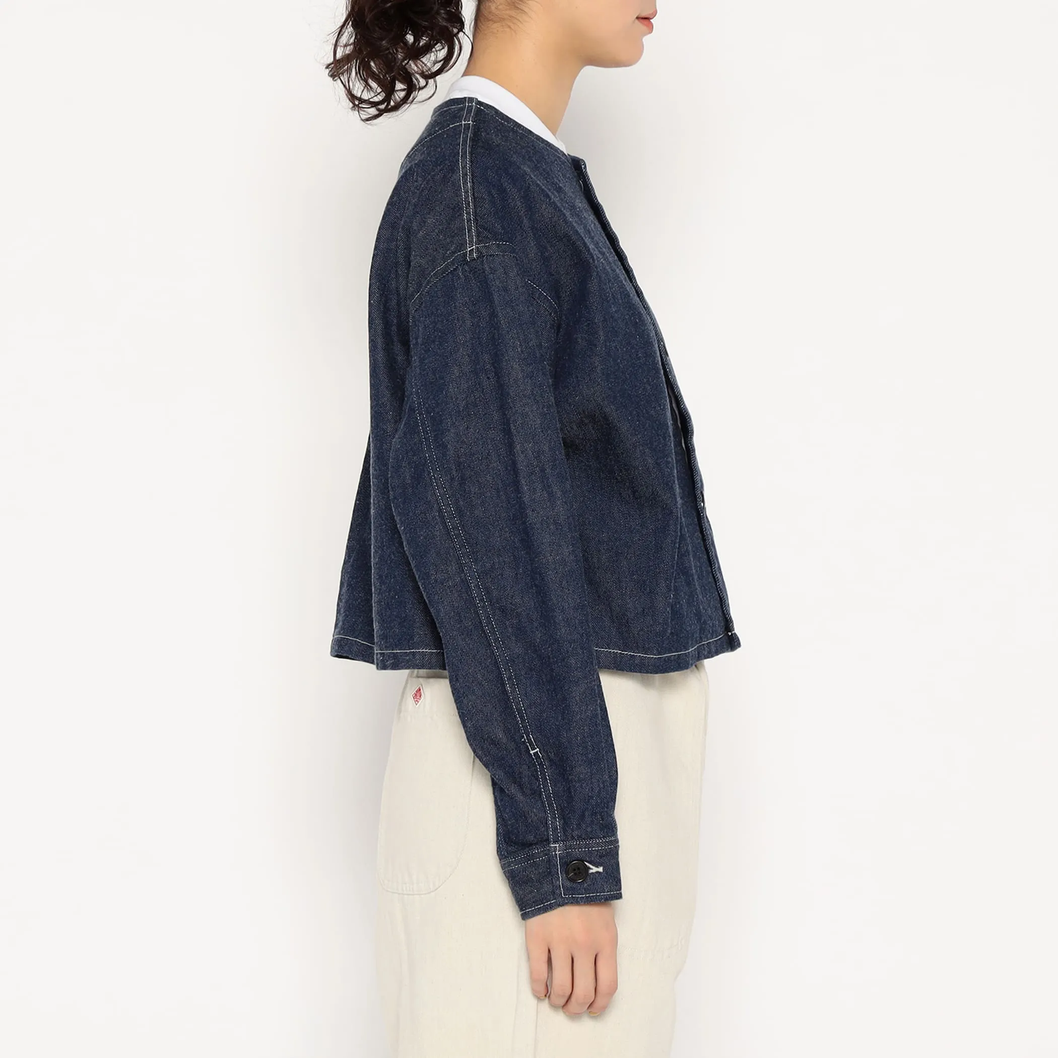 Women's Denim Collarless Short Jacket sold by Danton product image thumbnail 5