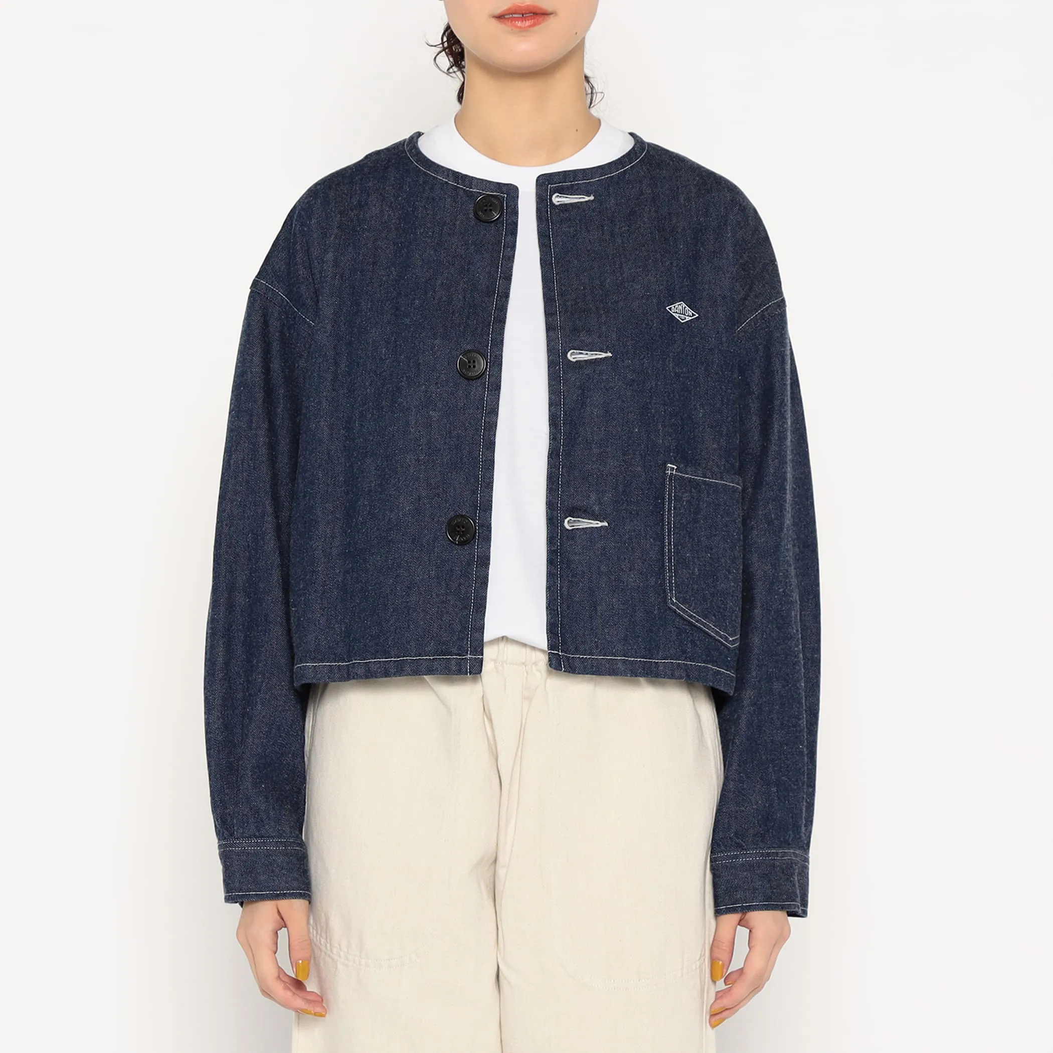 Women's Denim Collarless Short Jacket sold by Danton product image thumbnail 2