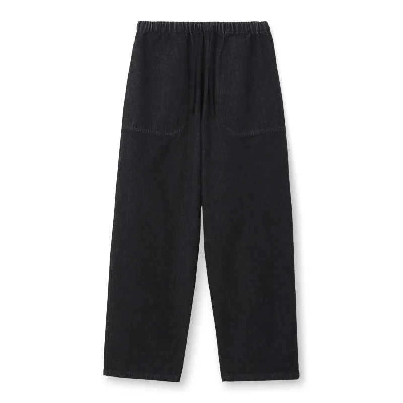 Men's Black Denim Easy Pants made by Danton