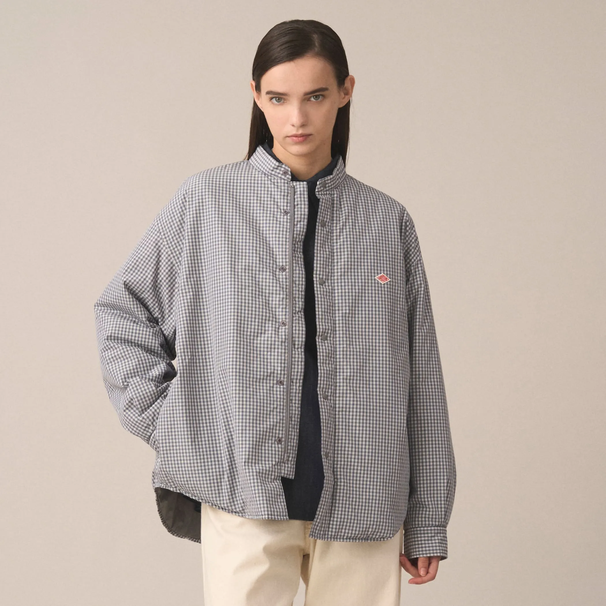 Women's Insulation Stand Collar Shirt Jacket Plaid sold by Danton product image thumbnail 2