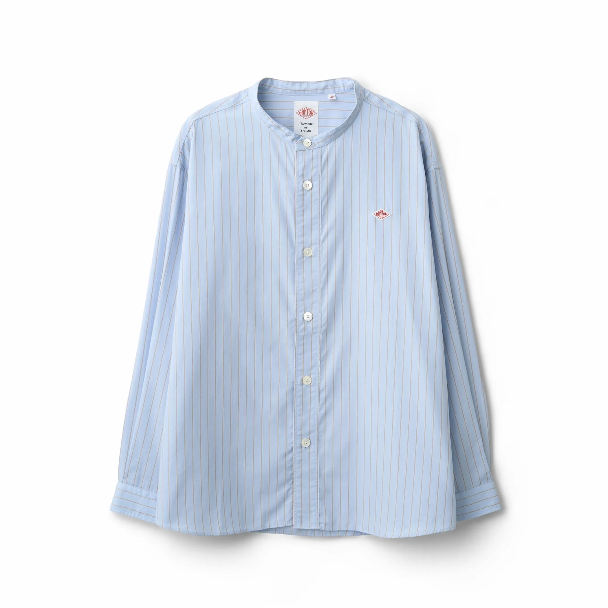 Men's Cotton Poplin Band Collar Shirt sold by Danton