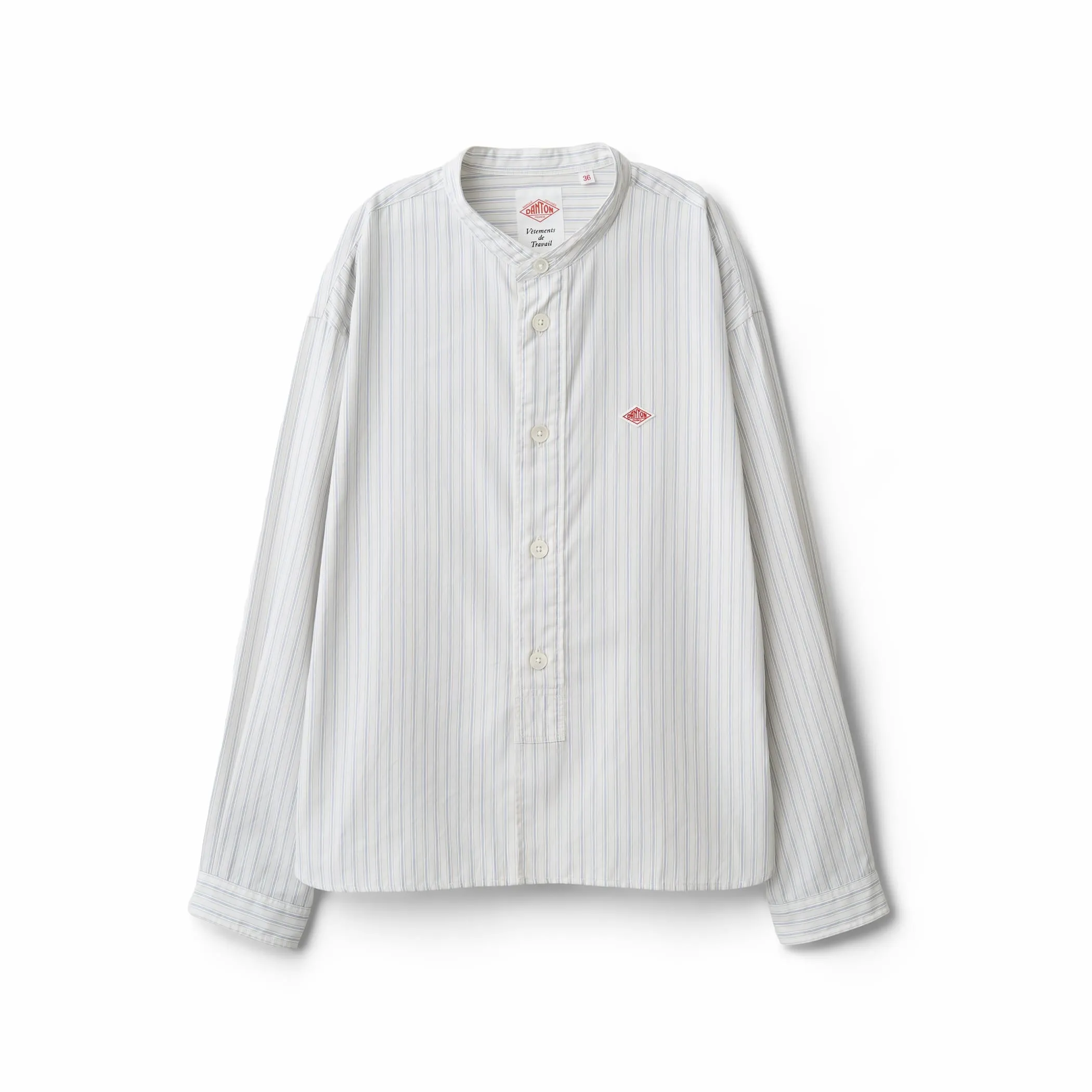 Women's Cotton Poplin Band Collar Shirt sold by Danton