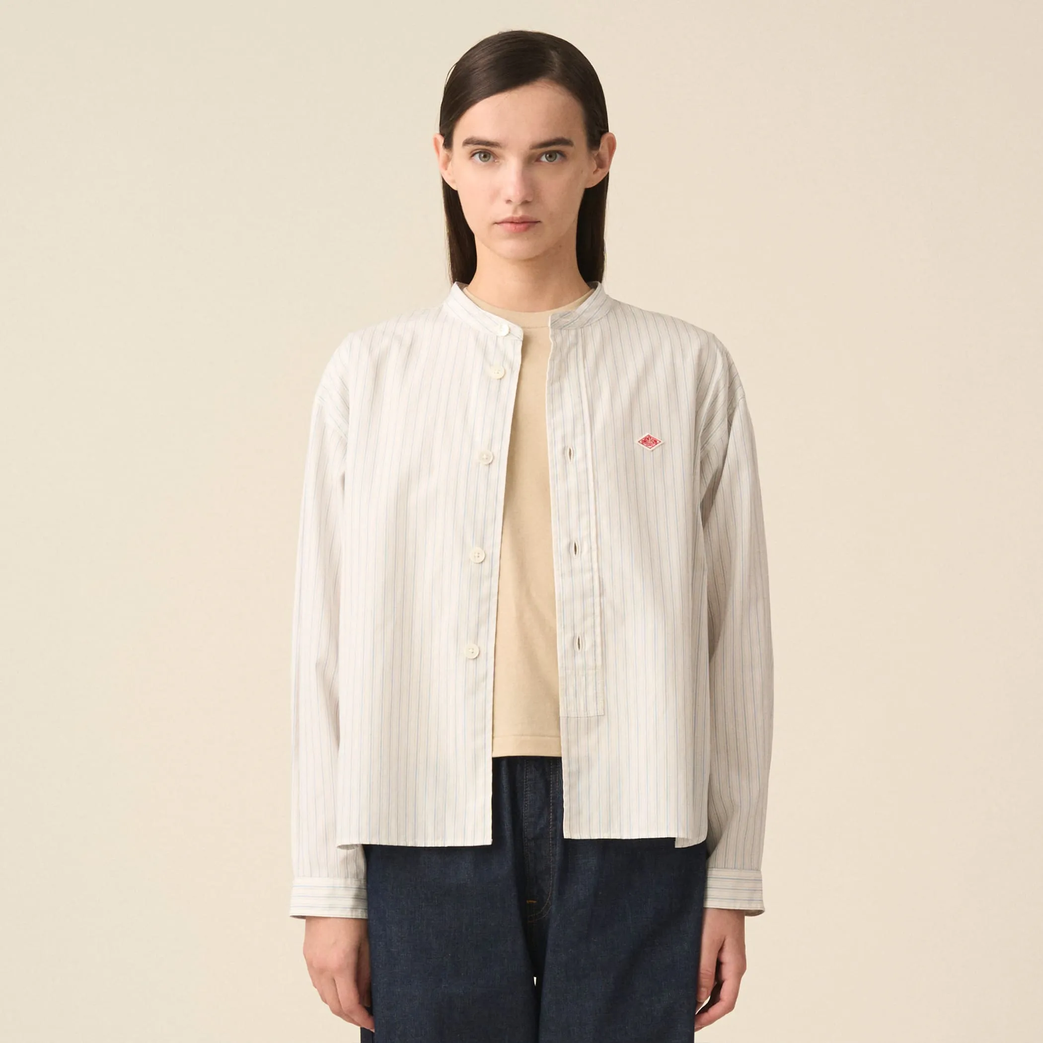 Women's Cotton Poplin Band Collar Shirt sold by Danton product image thumbnail 2