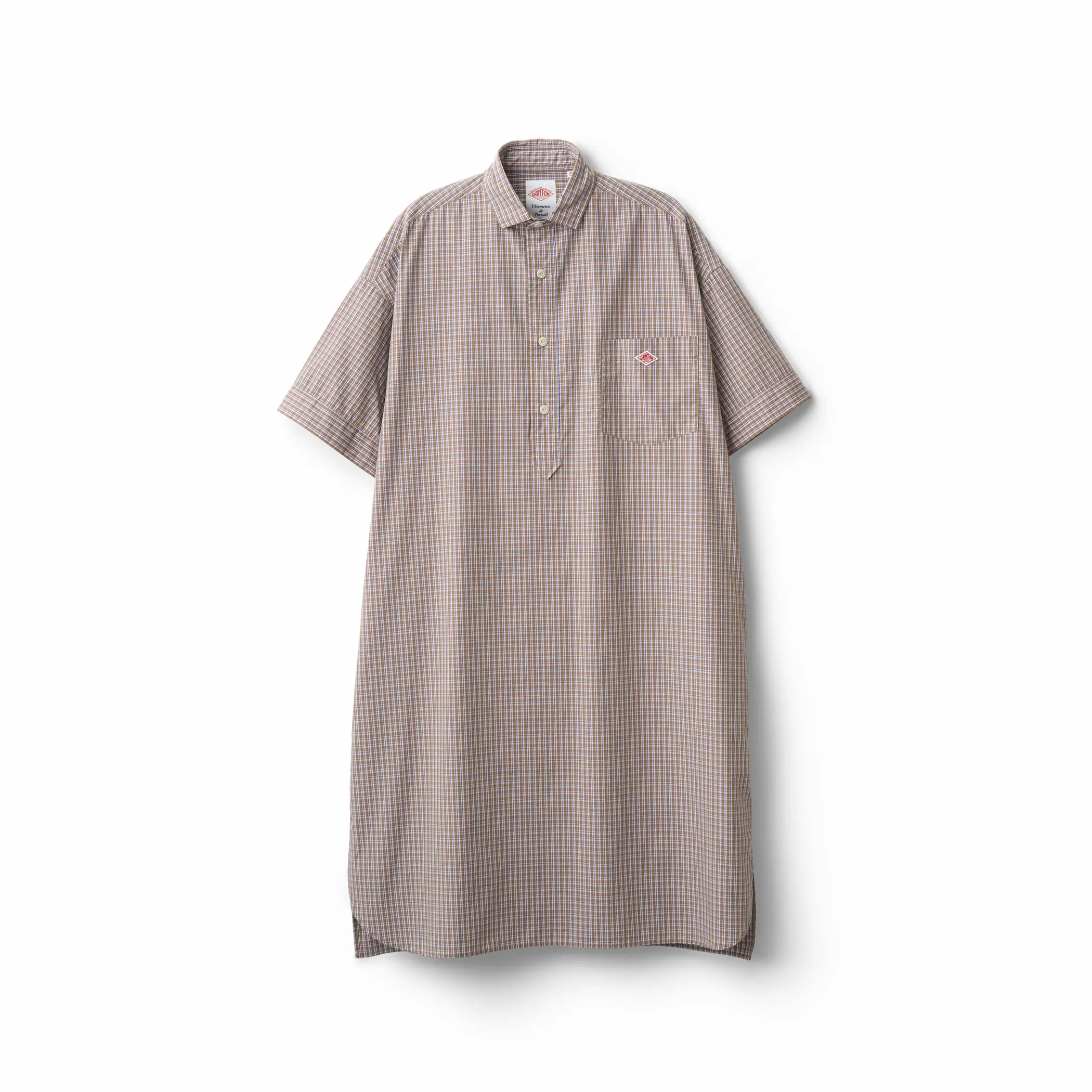 Women's Cotton Poplin Pullover Shirt Dress Plaid sold by Danton