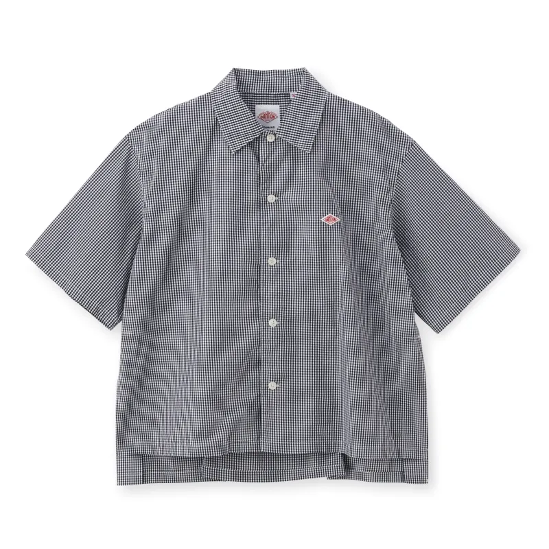 Women's Cotton Poplin Half Sleeve Shirt Plaid made by Danton