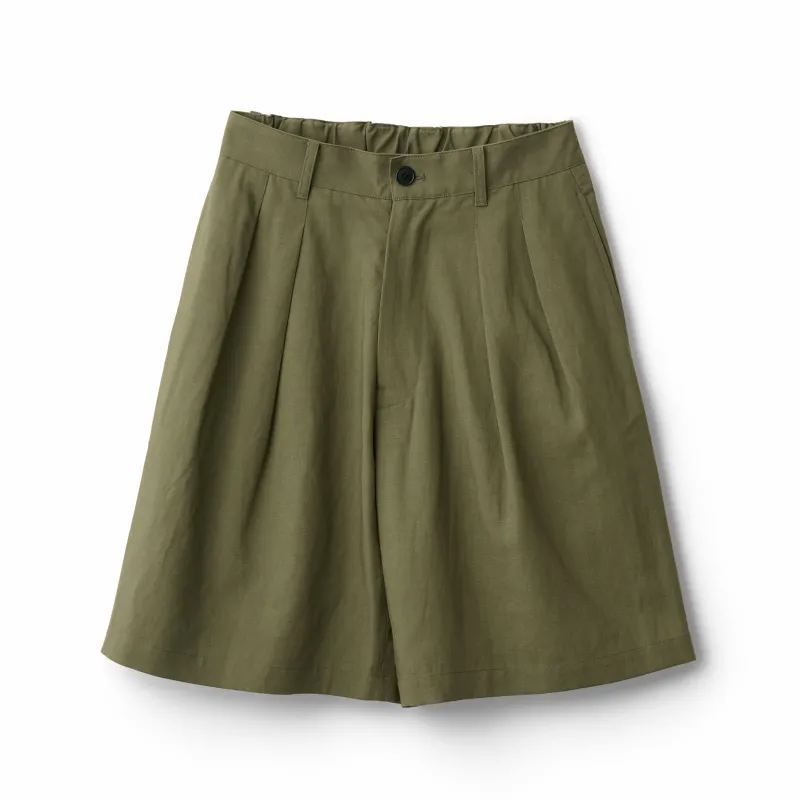 Women's Linen-Blend Double Pleated Shorts made by Danton