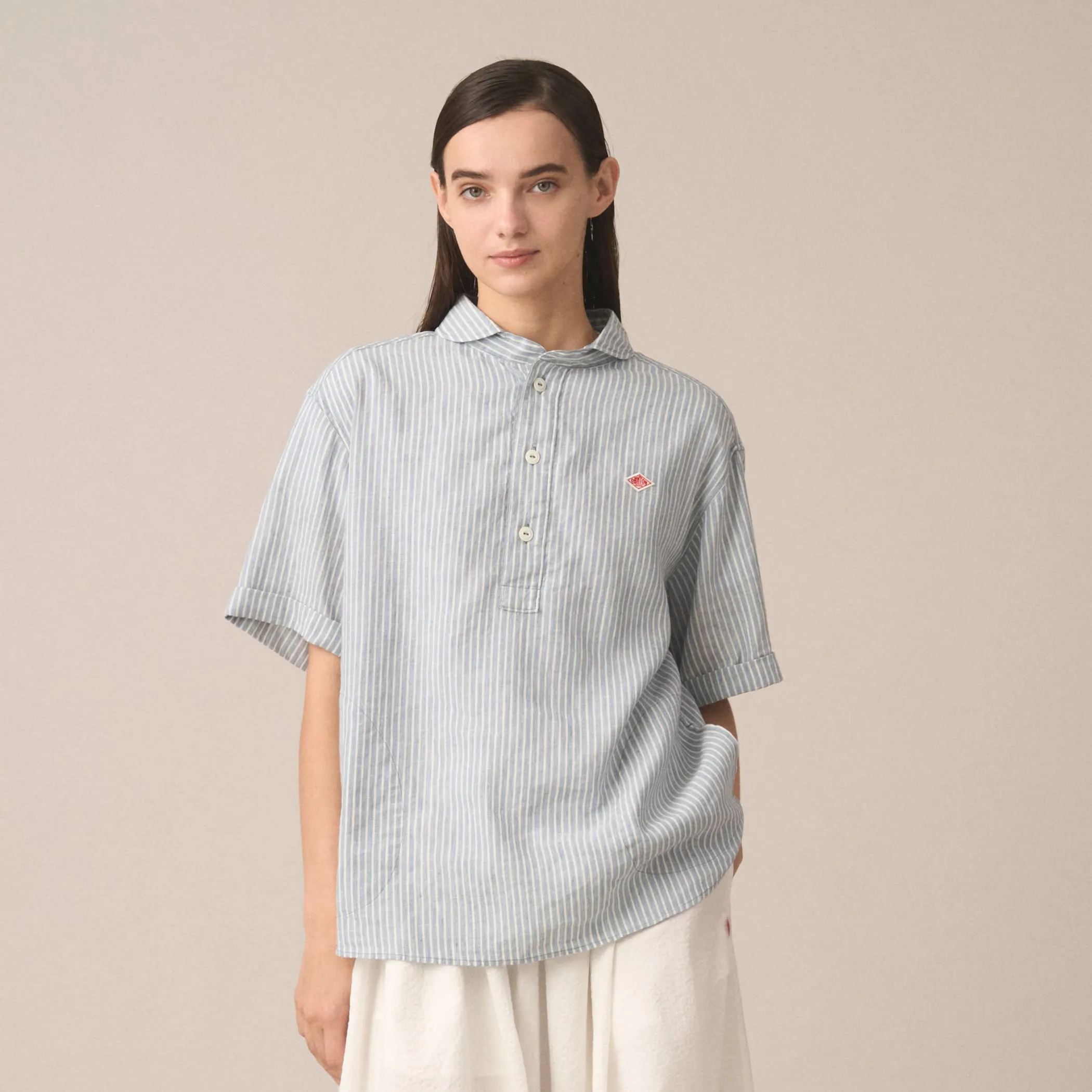Women's Linen Round Collar Short Sleeve Pullover Shirt Pattern sold by Danton product image thumbnail 2