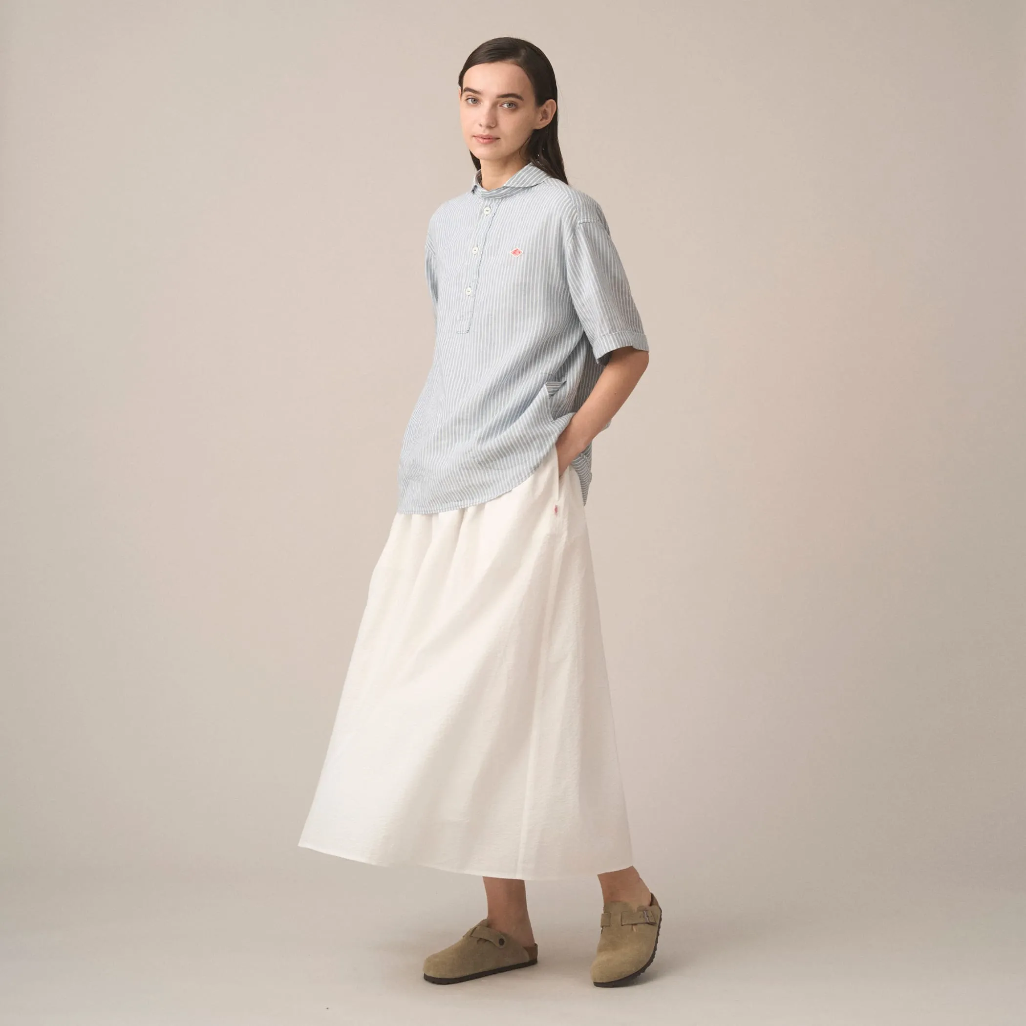 Women's Linen Round Collar Short Sleeve Pullover Shirt Pattern sold by Danton product image thumbnail 3