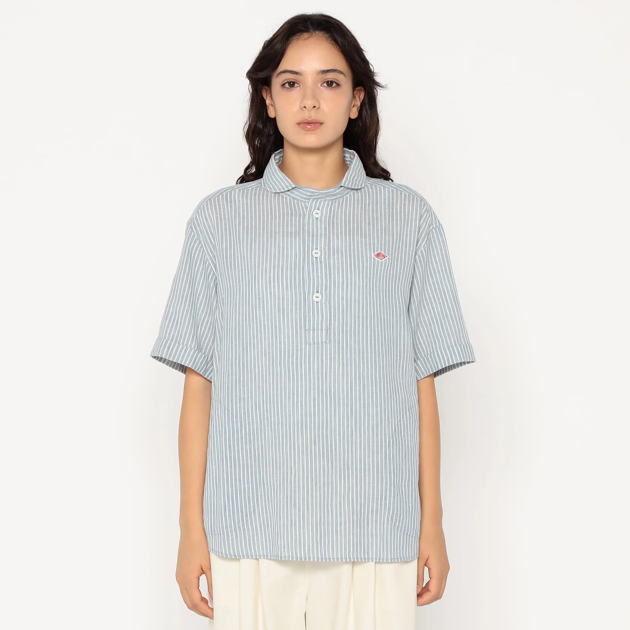 Women's Linen Round Collar Short Sleeve Pullover Shirt Pattern sold by Danton product image thumbnail 4