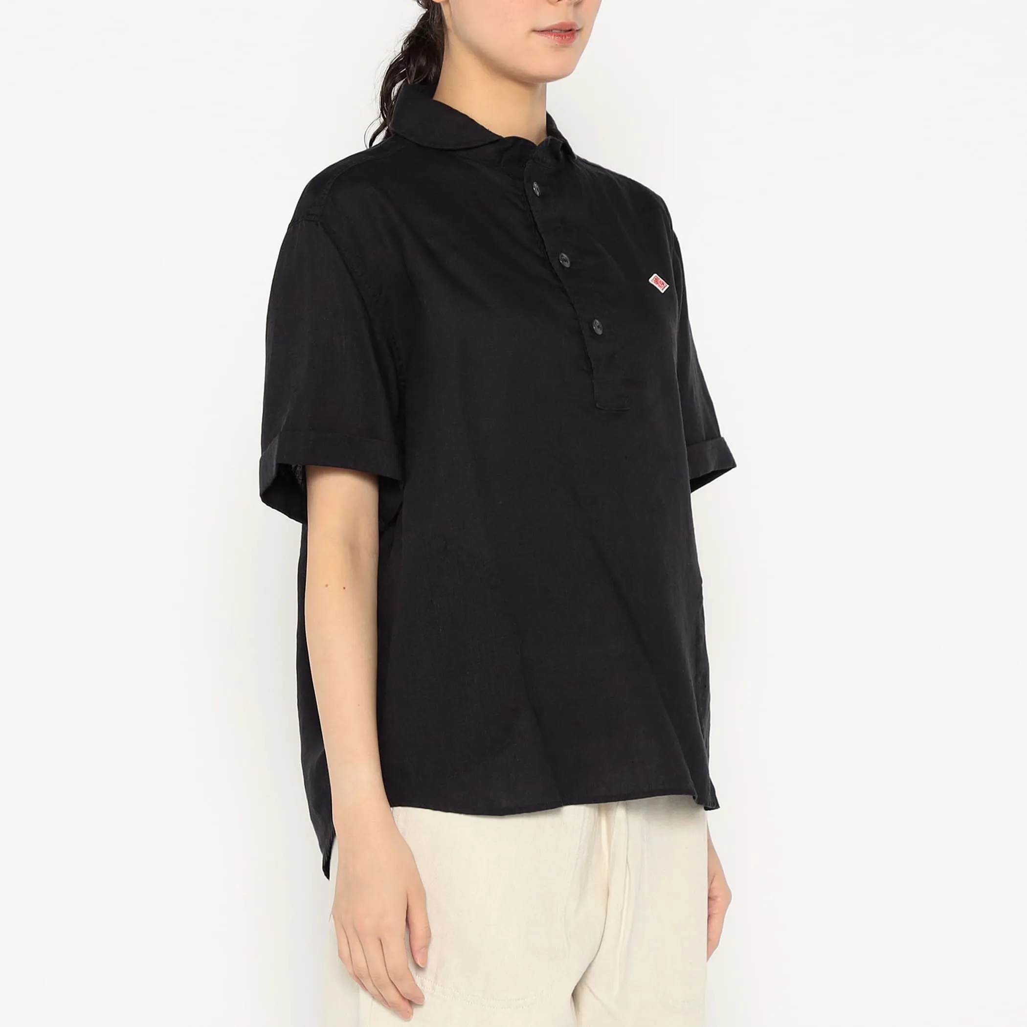 Women's Linen Round Collar Short Sleeve Pullover Shirt sold by Danton product image thumbnail 4