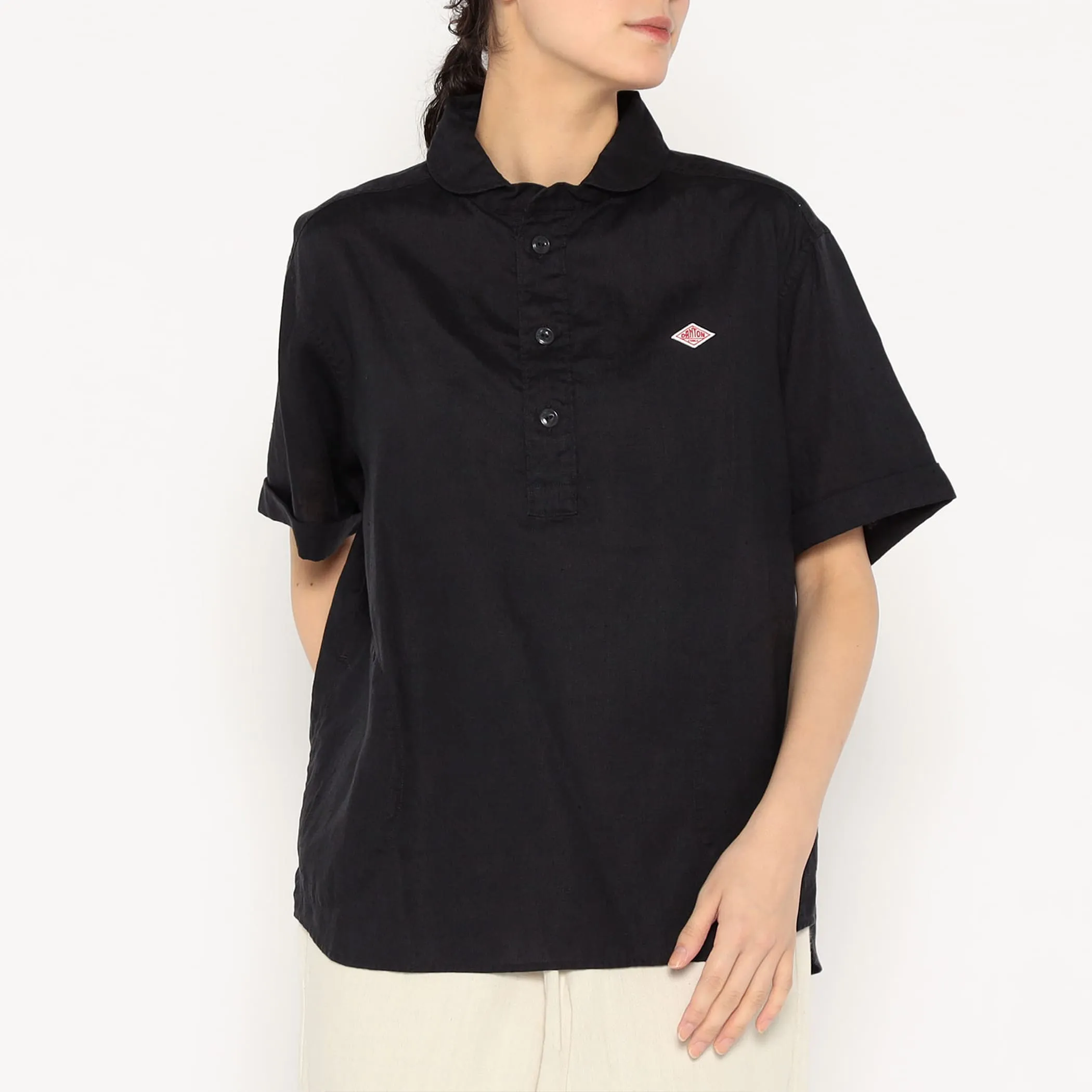 Women's Linen Round Collar Short Sleeve Pullover Shirt sold by Danton product image thumbnail 2