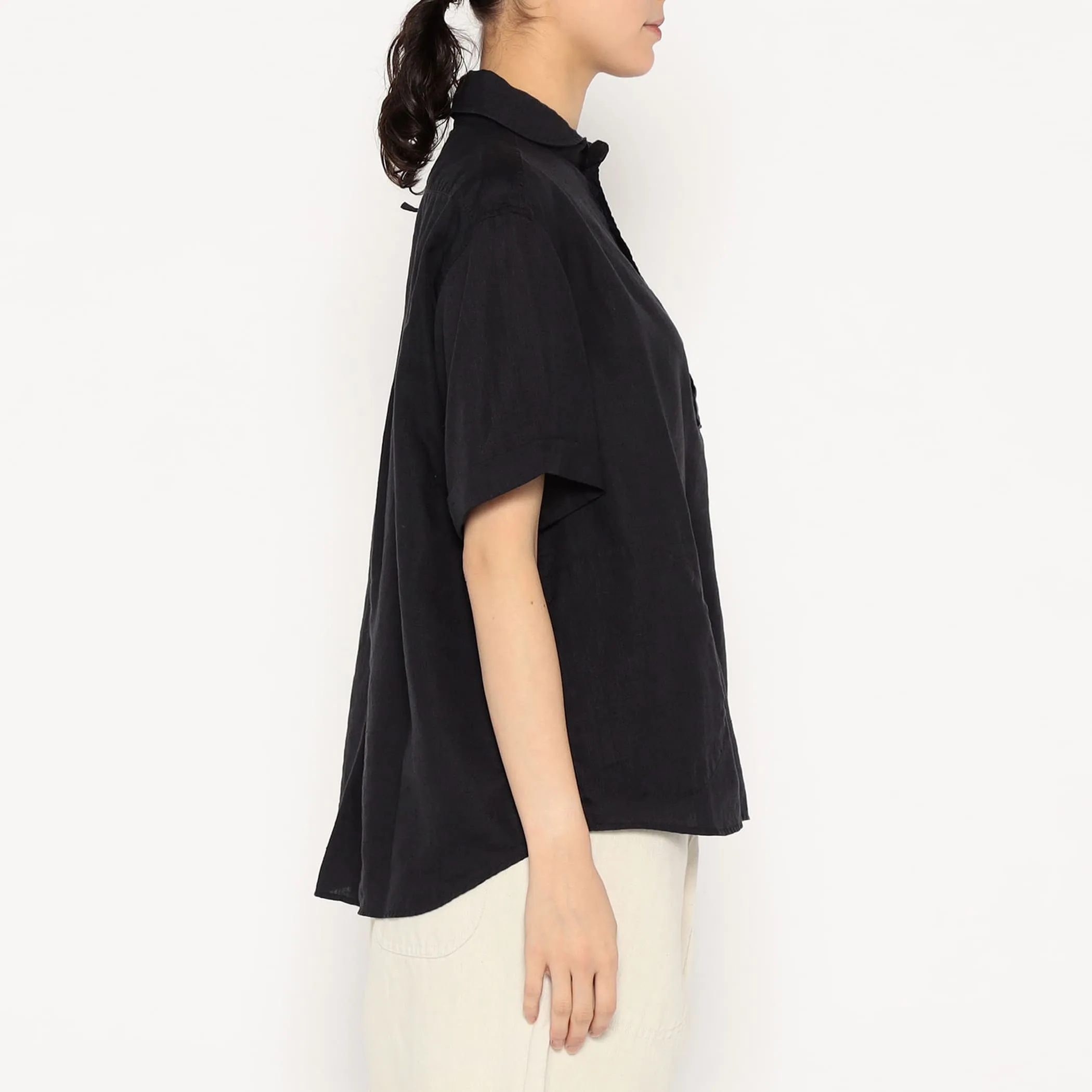 Women's Linen Round Collar Short Sleeve Pullover Shirt sold by Danton product image thumbnail 5