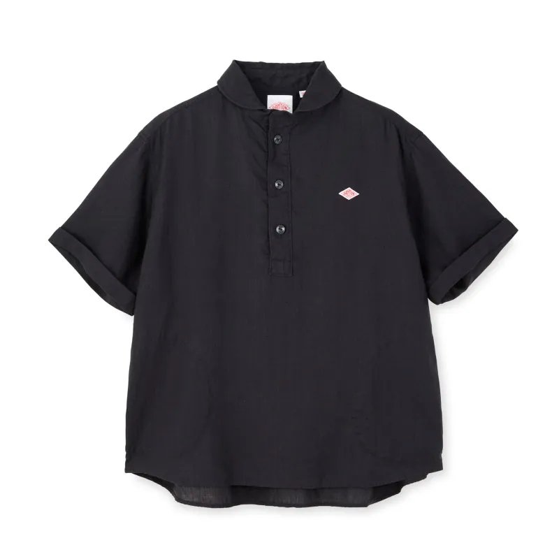 Women's Linen Round Collar Short Sleeve Pullover Shirt made by Danton