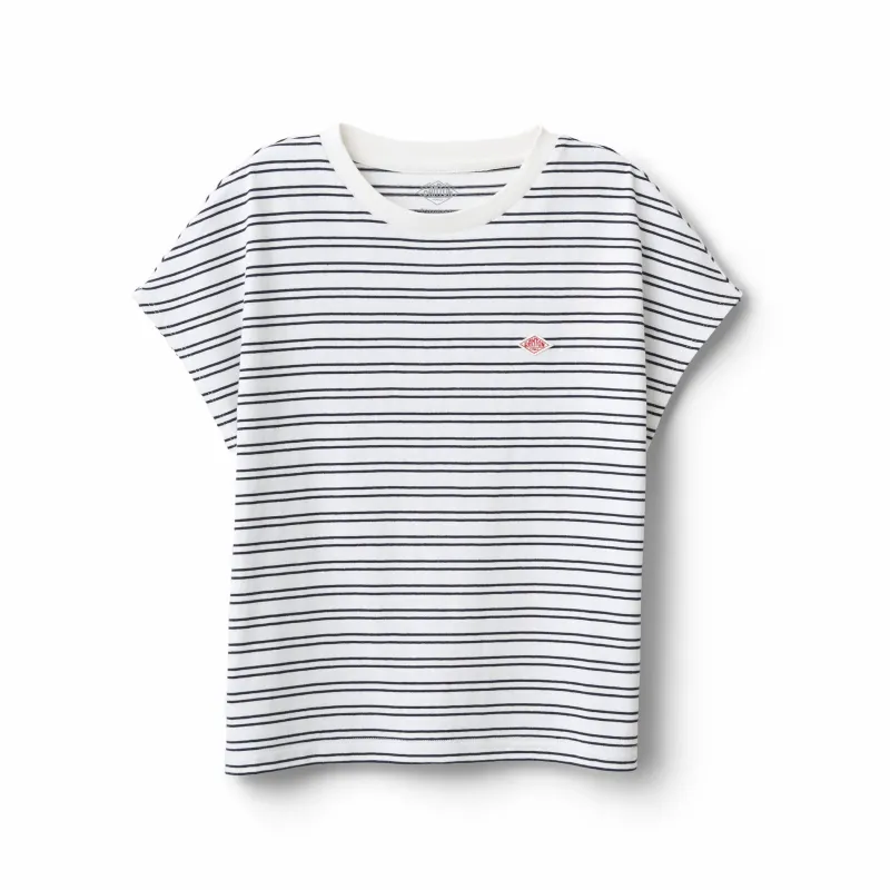 Women's Cotton Jersey Dolman Short T-shirt Stripe made by Danton