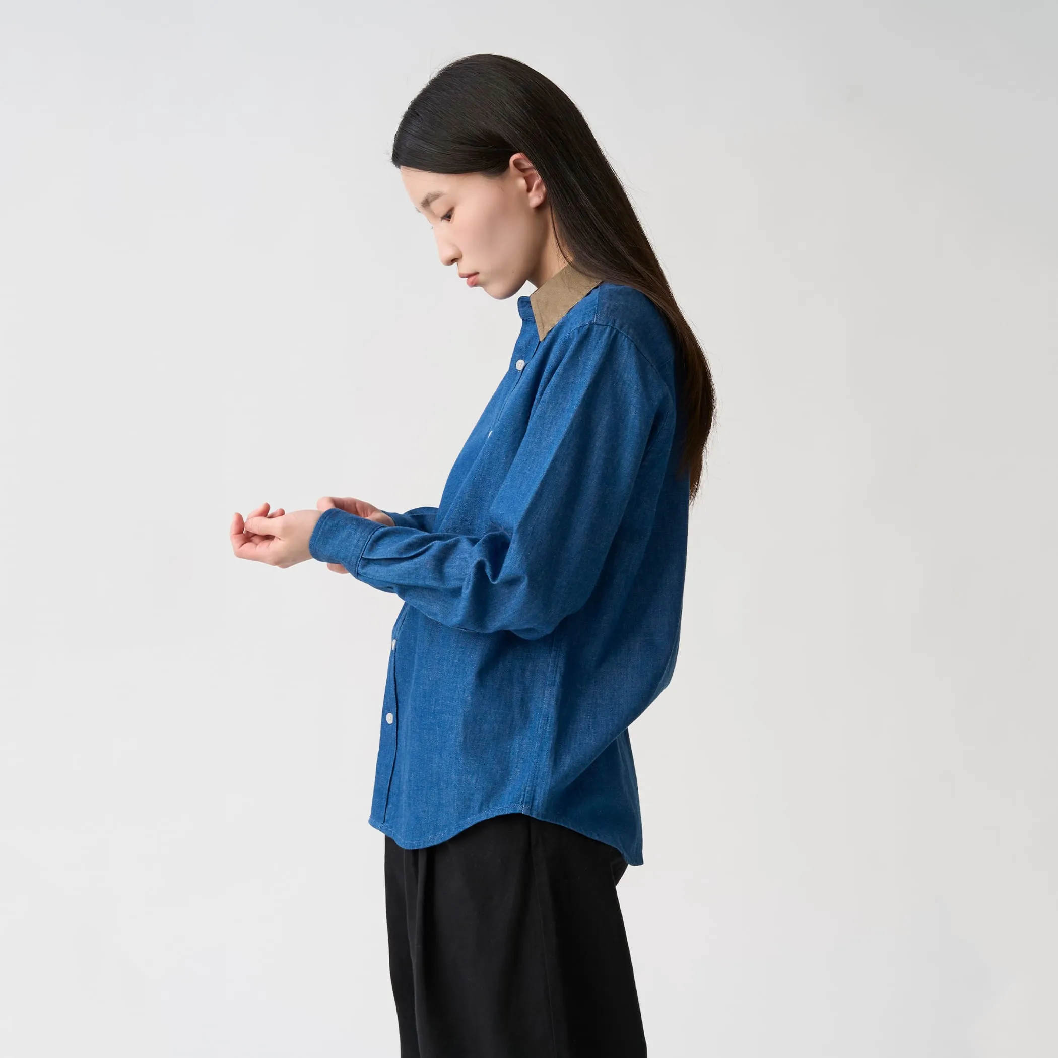 Women's Denim Corduroy Collar Shirt sold by Danton product image thumbnail 3