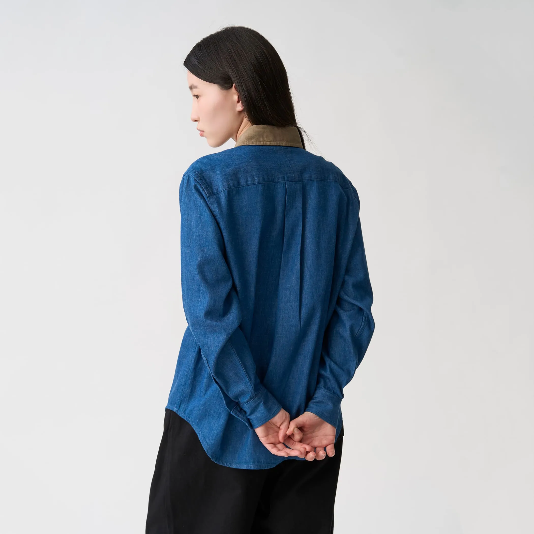 Women's Denim Corduroy Collar Shirt sold by Danton product image thumbnail 4