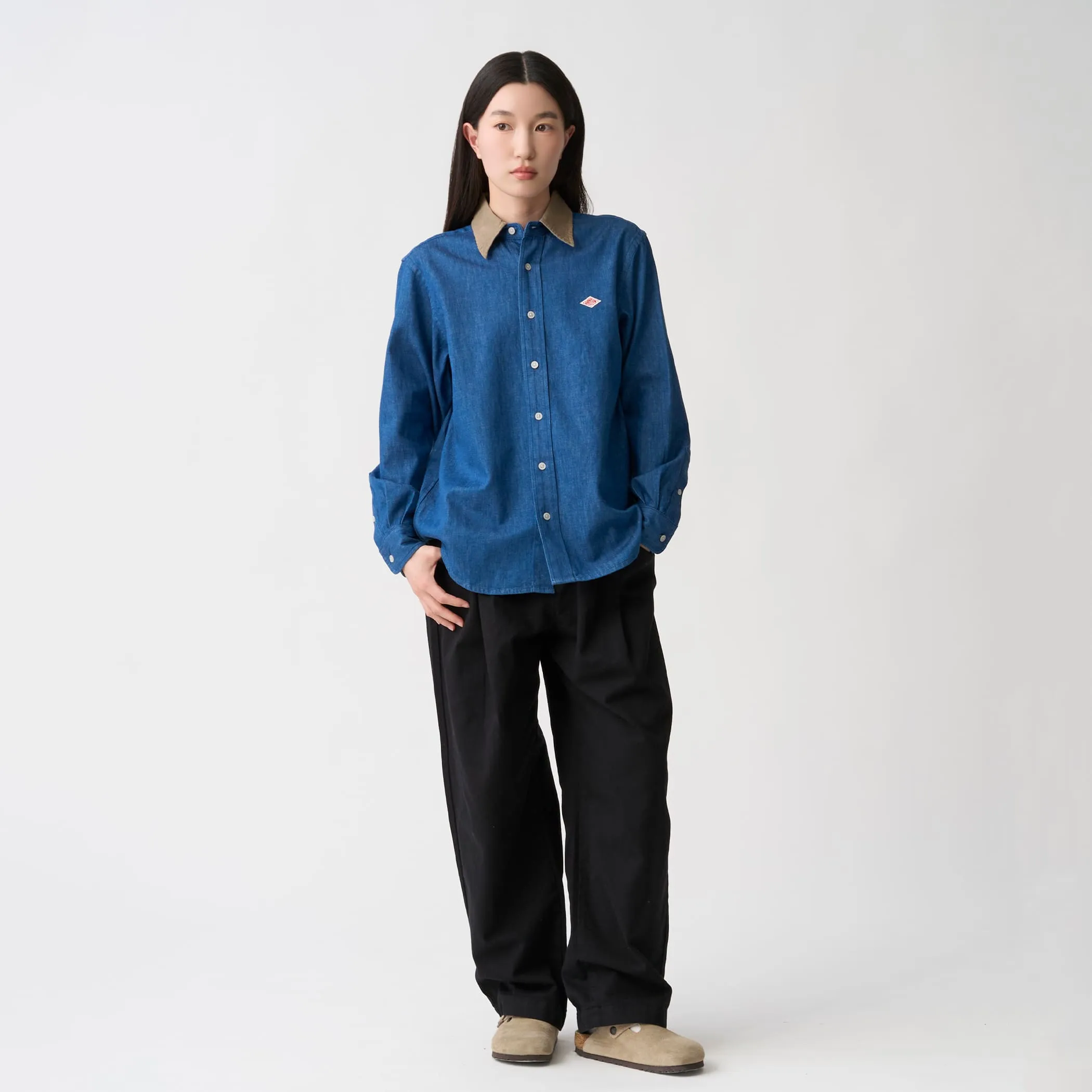 Women's Denim Corduroy Collar Shirt sold by Danton product image thumbnail 5
